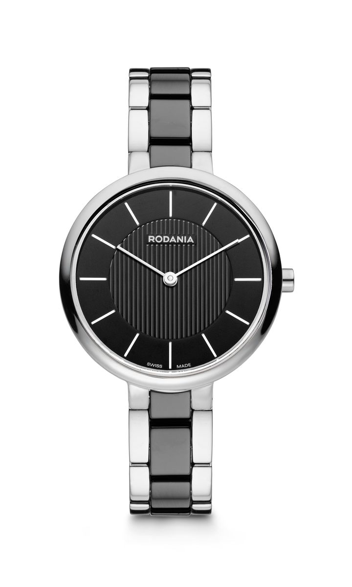 Наручные часы женские Rodania, цвет: серый металлик, черный. 2511546