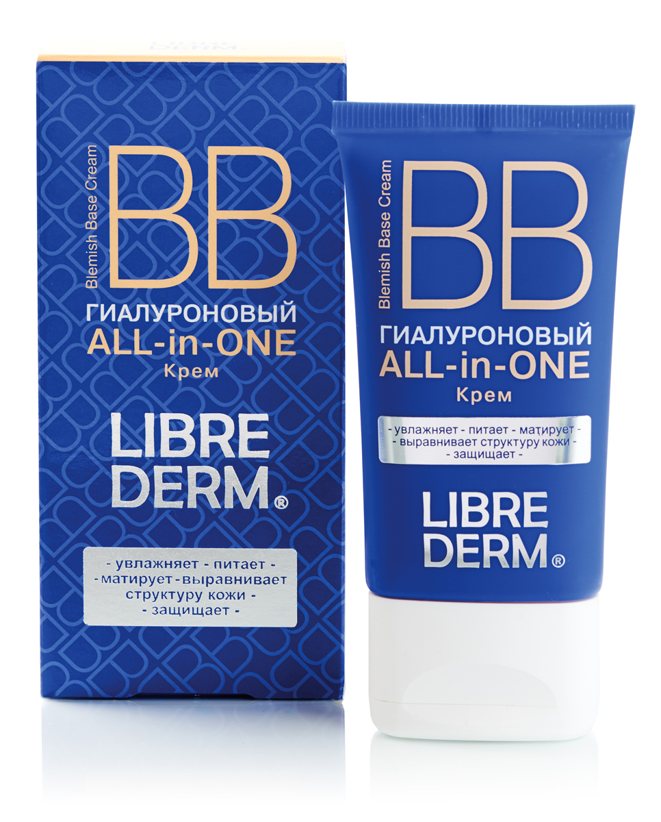 LIBREDERM Гиалуроновый ВВ крем ALL in ONE 50 мл00000009027 LIBREDERM Гиалуроновый ВВ крем ALL in ONE 50 мл00000009027*эффективно увлажняет, питает, матирует* придает естественное сияние без ощущения жирности и блеска* содержит низкомолекулярную гиалуроновую кислоту* обеспечивает защиту чувствительно кожи от негативных воздействий окружающей среды, снижает воздействие УФ-лучей* не содержит парабенов и отдушек