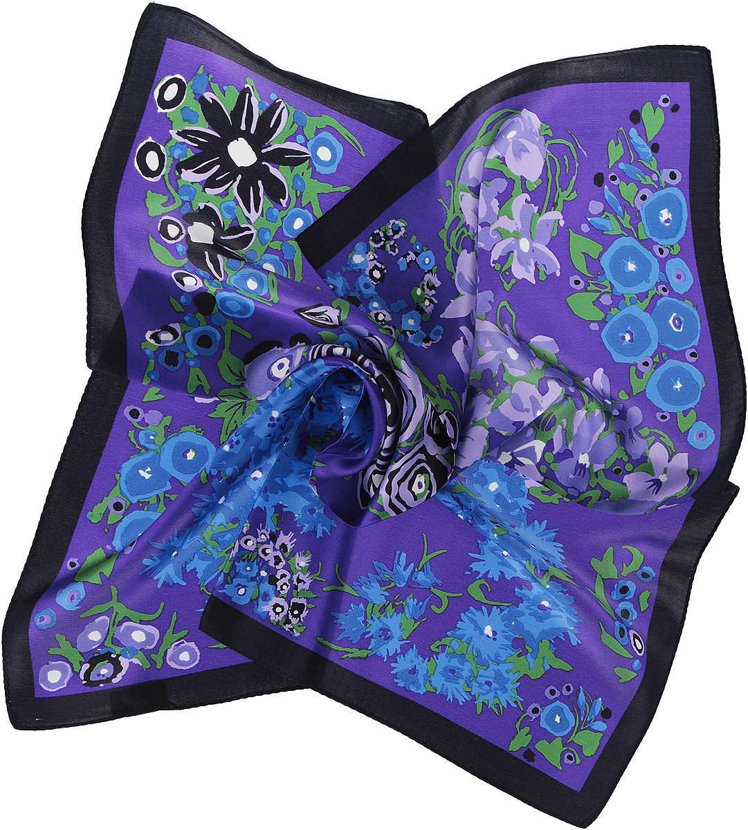 Платок женский Moltini, цвет: фиолетовый, синий, черный. 216120-1G. Размер 55 см х 55 см