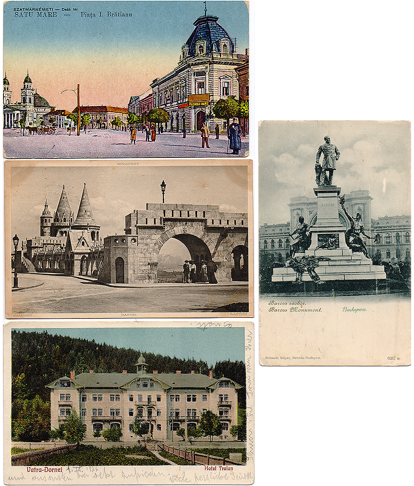 Венгрия и Румыния. Комплект из 4 открыток
