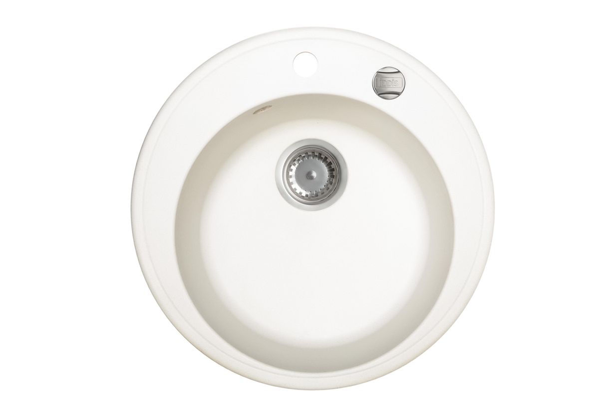 Мойка Iddis Kitchen G, Granucryl, цвет: белый, диаметр 51 см. K05W511i87K05W511i87 Мойка Iddis Kitchen G, Granucryl, цвет: белый, диаметр 51 см. K05W511i87K05W511i87Мойки для кухни Iddis производятся из особого материала Granucryl: 80% натуральной гранитной крошки производства Германии, 20% акриловой смолы. Благодаря этому, он имеет высокую устойчивость к физическим и механическим воздействиям, стойкость к воздействию средств бытовой химии и перепадам температур во время эксплуатации - свойства, необходимые для комфортного и надежного использования мойки на современной кухне.Термостойкость. Granucryl выдерживает температуру до 280С, что позволяет хозяйкам ставить на мойку даже раскаленную посуду во время приготовления пищи. Стойкость цвета. Однородность материала Granucryl и высокотемпературная пигментация гранитной крошки обеспечивает первозданную яркость цвета мойки в течение всего периода эксплуатации. Пигментация происходит во вращающихсяпечах при температуре до 600 градусов. Каждая частица гранита химически связывается с пигментом, получая свой неповторимый цвет. При этом цвет никогда не выцветает и не может быть удален с поверхности мойки.Практичность.Мелкие царапины, образующиеся при использовании, не видны на мойках IDDIS благодаря однородной структуре и пигментации гранитной крошки материала Granucryl. Гигиеничность.Состав материала Granucryl препятствует размножению бактерий на поверхности моек, что гарантирует их безопасность в условиях повышенной влажности кухни. Гигиеничность материала Granucryl подтверждена немецким институтом гигиены.Мойки Granucryl имеют полный комплект для установки: шаблон для выреза отверстия в столешнице, крепления, автоматический выпуск с переливом и плоский сифон с возможностью подключения посудомоечной или стиральной машины. Наличие готовых отверстий под смеситель и кнопку донного клапана позволяет быстро и легко установить эти изделия на мойку.Мойки Granucryl, благодаря составу материала, а также толщине 10 мм, поглощают шум воды. Гарантия на мойки Granucryl торговой марки Iddis составляет 10 лет.Мойки Granucryl торговой марки Iddis производятся согласно европейскому стандарту EN 13310:2003, что обеспечивает высокое качество продукции.Глубина чаши: 210 мм, диаметр чаши: 390 мм.