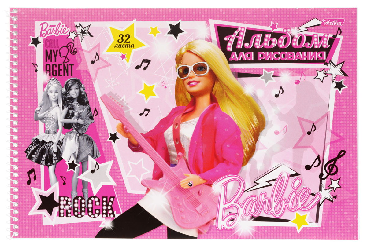 Hatber Альбом для рисования Barbie с гитарой цвет розовый 32 листа32А4Bсп_14007 Hatber Альбом для рисования Barbie с гитарой цвет розовый 32 листа32А4Bсп_14007Альбом для рисования Hatber Barbie непременно порадует маленькую художницу и вдохновит ее на творчество. Альбом изготовлен из белоснежной офсетной бумаги с яркой обложкой из мелованного картона, оформленной изображением Барби с гитарой. Высокое качество бумаги позволяет рисовать в альбоме карандашами, фломастерами, акварельными и гуашевыми красками. Рекомендуемый возраст: 0+.