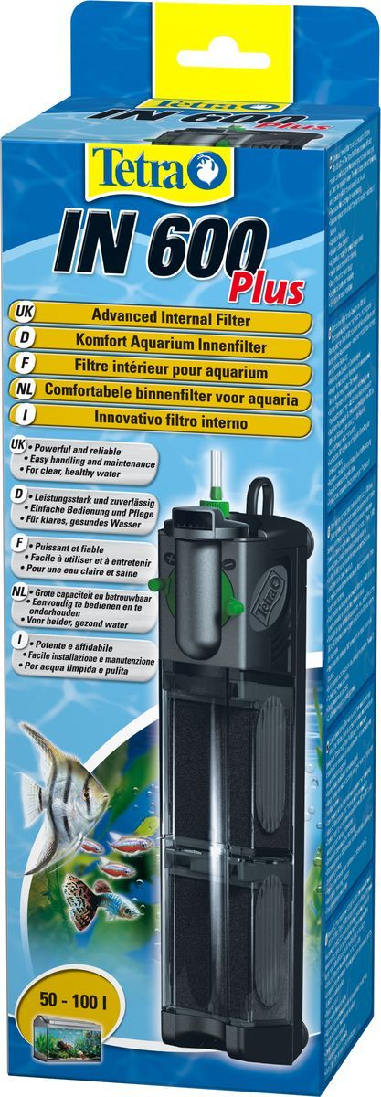 Фильтр внутренний Tetra IN 600 Plus, для аквариумов до 100 л607651 Фильтр внутренний Tetra IN 600 Plus, для аквариумов до 100 л607651Мощный и удобный внутренний фильтр для механической, биологической и химической очистки воды в аквариуме до 100 л. Внутренний рабочий фильтр оборудован 2-мя камерами для очистки воды, за счет этого потери полезных микроорганизмов сведены к минимуму. При очищении самого фильтра прибор не снимается. Для каждого объема аквариума оборот воды настраивается пользователем. Очищенная вода выходит обратно в аквариум через сопла, вращающиеся вокруг оси на 180 градусов. Есть функция дополнительного забора воздуха посредством универсальной системы Venturi. Дизайн фильтра очень лаконичный и компактный, что позволяет размещать прибор в любом месте аквариума. Присоски, размещенные на корпусе фильтра, надежно закрепляют его на поверхности. Качество оборудования подтверждено сертификатами.