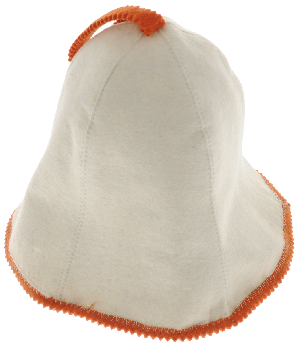 Шапка для бани и сауны Proffi Sauna, женская, цвет: белый, оранжевый. PS0190PS0190 Шапка для бани и сауны Proffi Sauna, женская, цвет: белый, оранжевый. PS0190PS0190Шапка для бани и сауны Proffi Sauna, изготовленная из войлока, это незаменимый аксессуар для любителей попариться в русской бане и для тех, кто предпочитает сухой жар финской бани. Шапка защитит вас от появления головокружения в бане, ваши волосы от сухости и ломкости, а голову от перегрева. Такая шапка станет отличным подарком для любителей отдыха в бане или сауне. Обхват головы: 76 см.Высота шапки (без учета петельки): 21 см.