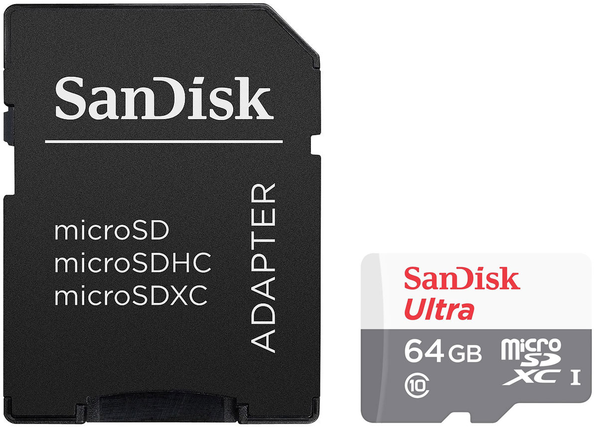 SanDisk Ultra microSDXC UHS-I 64GB карта памяти с адаптером (48 МБ/с)