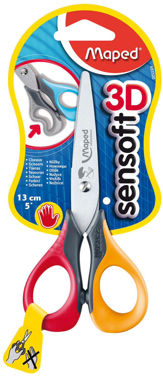 Ножницы детские Sensoft, для левшей, 13 см, цвет красный, желтый06935003 Ножницы детские Sensoft, для левшей, 13 см, цвет красный, желтый06935003Ножницы детские Sensoft для левшей с мягкими кольцами инновационной 3D формы, которые обеспечивают повышенный комфорт даже при длительной работе. Лезвия выполнены из шлифованной нержавеющей стали.Безопасные закругленные концы лезвий. Характеристики: Материал: нержавеющая сталь, пластик. Длина ножниц:13 см. УВАЖАЕМЫЕ КЛИЕНТЫ! Обращаем ваше внимание на ассортимент в цветовом дизайне товара. Поставка осуществляется в зависимости от наличия на складе.