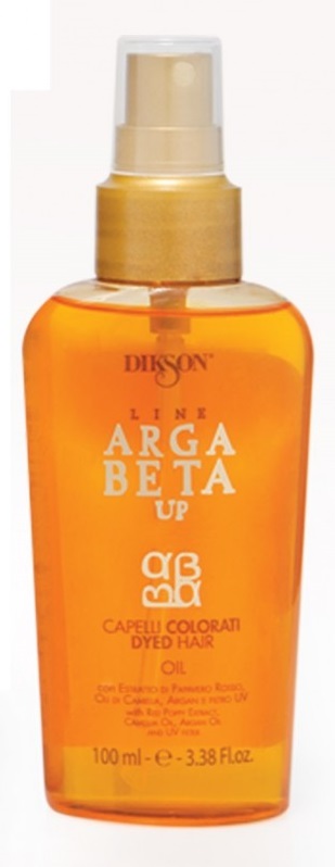 Dikson Olio Argabeta Up Capelli Colorati Масло для окрашенных волос 100 млdiks2488 Dikson Olio Argabeta Up Capelli Colorati Масло для окрашенных волос 100 млdiks2488Насыщенное масло густой и плотной текстуры. Идеально подходит для окрашенных и поврежденных волос. Моментально впитывается в волосы, уплотняет их. Обеспечивает светоотражение на длительный период и придает волосам сверкающий блеск. Надолго сохраняет яркость и стойкость цвета окрашенных волос. Экстракт Красного мака в комплексе с маслом Камелии и Аргановым маслом создают эффект защитной оболочки, гарантируя питательное и увлажняющее действие. Обволакивает волос, обеспечивая защиту от UV лучей. Обладает антистатическим действием на волосы.Не жирное.