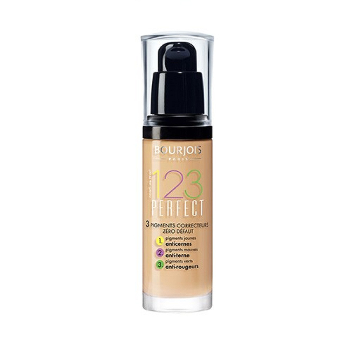 Bourjois Тональный Крем 123 Perfect New Тон 55 темный бежевый 30 мл29101420055 Bourjois Тональный Крем 123 Perfect New Тон 55 темный бежевый 30 мл29101420055Благодаря необычной комбинации трех маскирующих пигментов, тональная основа поможет скрыть несовершенства кожи. 1. Желтый пигмент избавляет от темных кругов и придает коже отдохнувший вид2. Лиловый пигмент придает коже сияние3. Зеленый пигмент скрывает покраснения и выравнивает тон кожи Благодаря нежной текстуре, тональный крем идеально наносится, не образует разводов и границ, создавая эффект второй кожи.