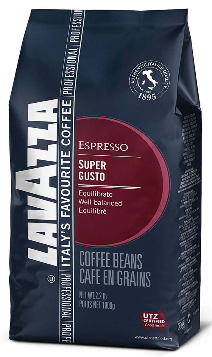 Lavazza Super Gusto UTZ кофе в зернах, 1 кг8000070045170_новый дизайн Lavazza Super Gusto UTZ кофе в зернах, 1 кг8000070045170_новый дизайнИтальянский насыщенный кофе Lavazza Super Gusto UTZ с большим содержанием высококачественной арабики (80 %). Зерна для этого кофе выращены на лучших плантациях и заботливо собраны специально для вас. 20 % в напитке составляет робуста. Она гарантирует наличие легкой пенки. Напиток имеет чудесный аромат, с него приятно начинать свое утро. Вкус отлично сбалансирован и сочетает в себе длительное сладковатое послевкусие и густой насыщенный аромат, присутствуют оттенки шоколада. Окунитесь в магию волшебства кофе!