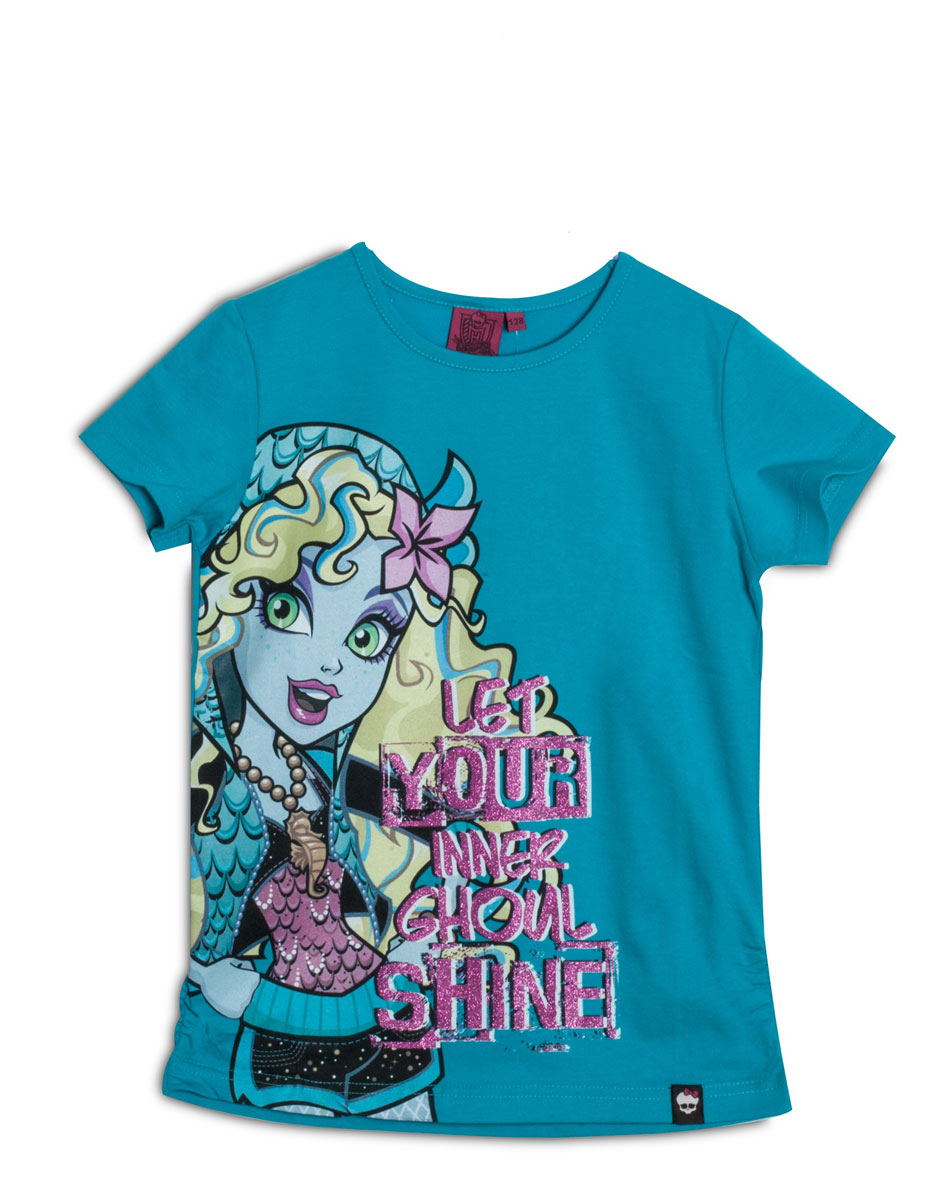 Футболка для девочки Monster High, цвет: бирюзовый. ZG 02426-S2. Размер 152, 12 летZG 02426-S2 Футболка для девочки Monster High, цвет: бирюзовый. ZG 02426-S2. Размер 152, 12 летZG 02426-S2Стильная футболка для девочки Monster High идеально подойдет вашей маленькой моднице. Изготовленная из натурального хлопка, она необычайно мягкая и приятная на ощупь, не сковывает движения ребенка и позволяет коже дышать, не раздражает даже самую нежную и чувствительную кожу, обеспечивая наибольший комфорт. Футболка трапециевидной формы с короткими рукавами и круглым вырезом горловины спереди оформлена оригинальным принтом с изображением персонажа мультфильма Monster High. Вырез горловины дополнен трикотажной эластичной резинкой. Оригинальный современный дизайн и модная расцветка делают эту футболку модным и стильным предметом детского гардероба. В ней ваша малышка будет чувствовать себя уютно и комфортно, и всегда будет в центре внимания!