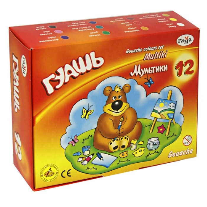 Gamma Гуашь Мультики 12 цветов