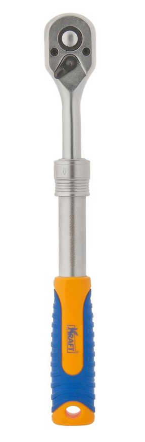 Рукоятка трещоточная с быстрым сбросом Kraft 1/2Dr телескопическая КТ 700619КТ 700619 Рукоятка трещоточная с быстрым сбросом Kraft 1/2Dr телескопическая КТ 700619КТ 700619Трещотка с быстрым сбросом 305-445mm, 72 зубца, ремонтопригодная, двухкомпонентная,телескопическая