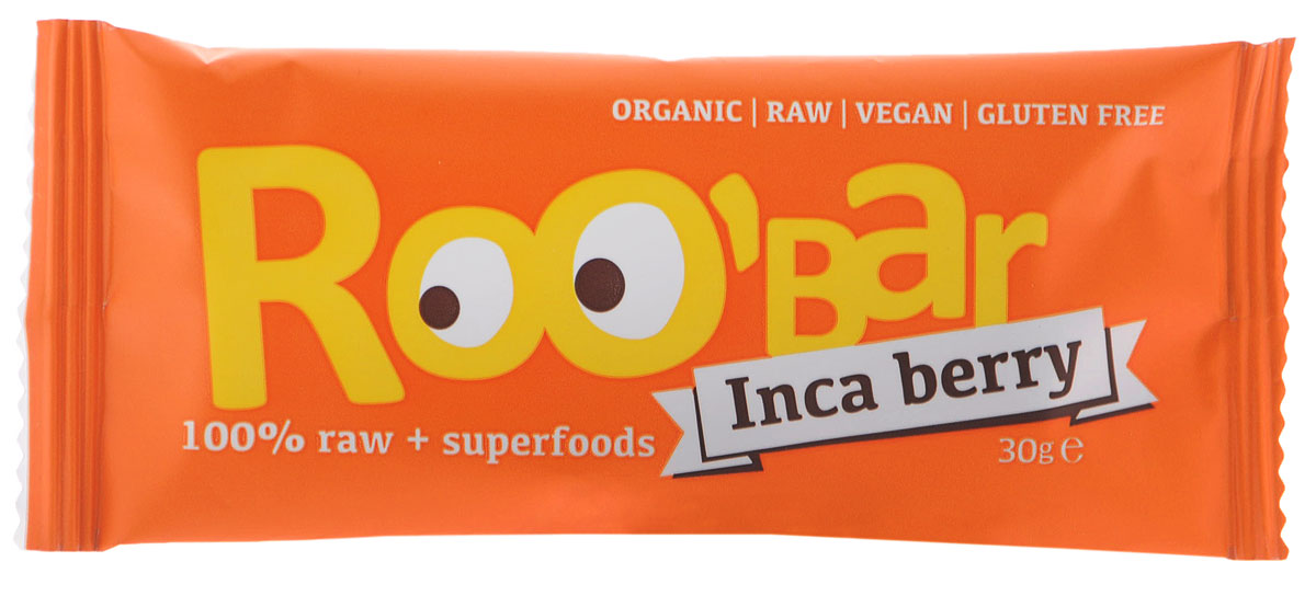 ROOBAR Inca Berry Organic батончик, 30 г168 ROOBAR Inca Berry Organic батончик, 30 г168Энергетический батончик ROOBAR Inca Berry Organic со вкусом фиников, золотых ягод (физалис), имбиря и капли апельсинового масла. Свежесть вкуса, сладко-горький аромат. Здоровая пища может быть вкусной.Этот продукт содержит только натуральные фруктовые сахара.