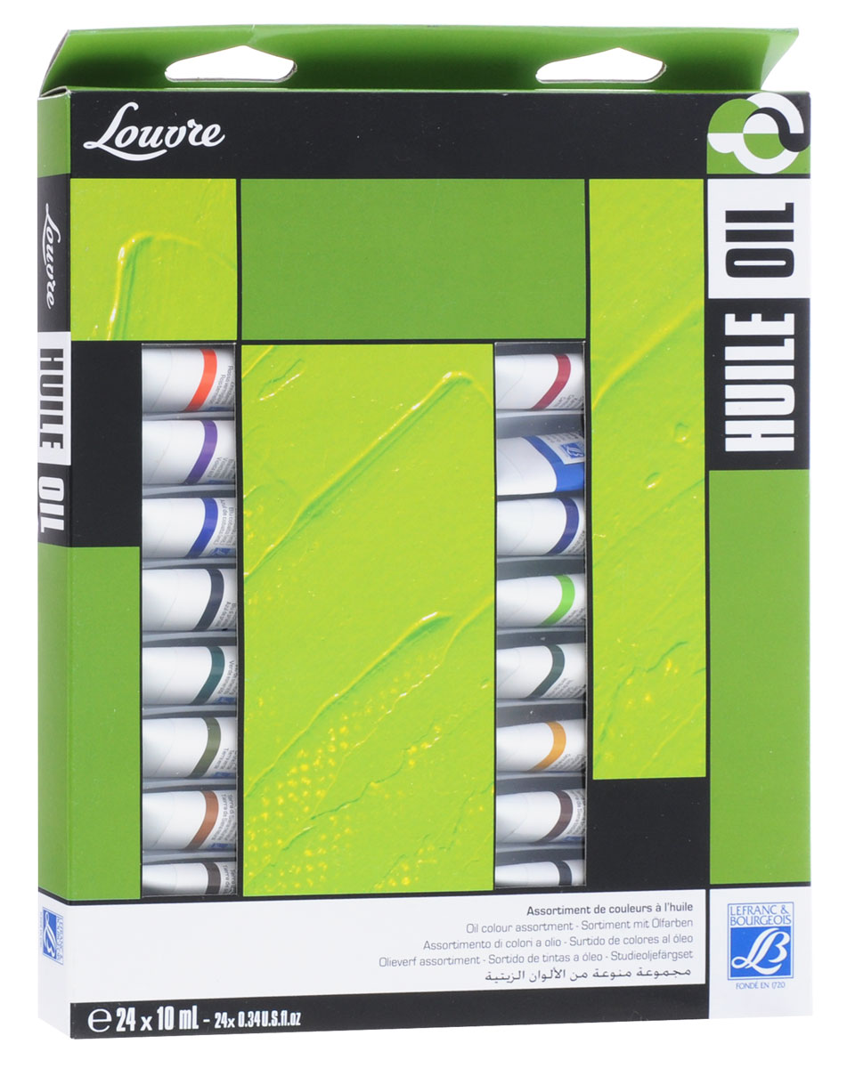 Краски масляные Lefranc & Bourgeois Louvre, 10 мл, 24 цветаLF806915 Краски масляные Lefranc & Bourgeois Louvre, 10 мл, 24 цветаLF806915Краски масляные художественные Lefranc & Bourgeois Louvre предназначены для масляной живописи, росписи по дереву, металлу и других художественных работ. Краски отличаются яркостью, чистотой цвета и высокой светостойкостью. Палитра масляных художественных красок включает в себя 24 разных оттенка.В набор входят 24 металлические тубы с красками по 10 мл (22 тубы с разными и оттенками и 2 тубы с белым цветом), которые упакованы в картонную коробку.