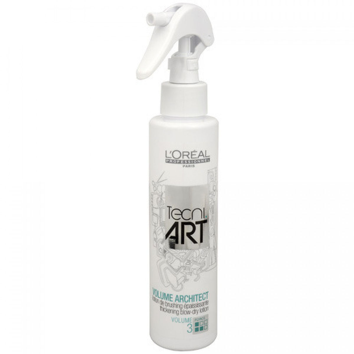LOreal Professionnel Tecni. art Volume Утолщающий лосьон для брашинга (фикс.3) 150 млE0631809 LOreal Professionnel Tecni. art Volume Утолщающий лосьон для брашинга (фикс.3) 150 млE0631809Средство L`Oreal Professionel Волюм Архитектор является утолщающим лосьоном для расчесывания и укрепления волос. После использования средства Волюм Архитектор поврежденные и «уставшие» волосы снова становятся густыми и здоровыми. Этот продукт также защищает волосы от повреждения в результате термического воздействия (сушка феном).