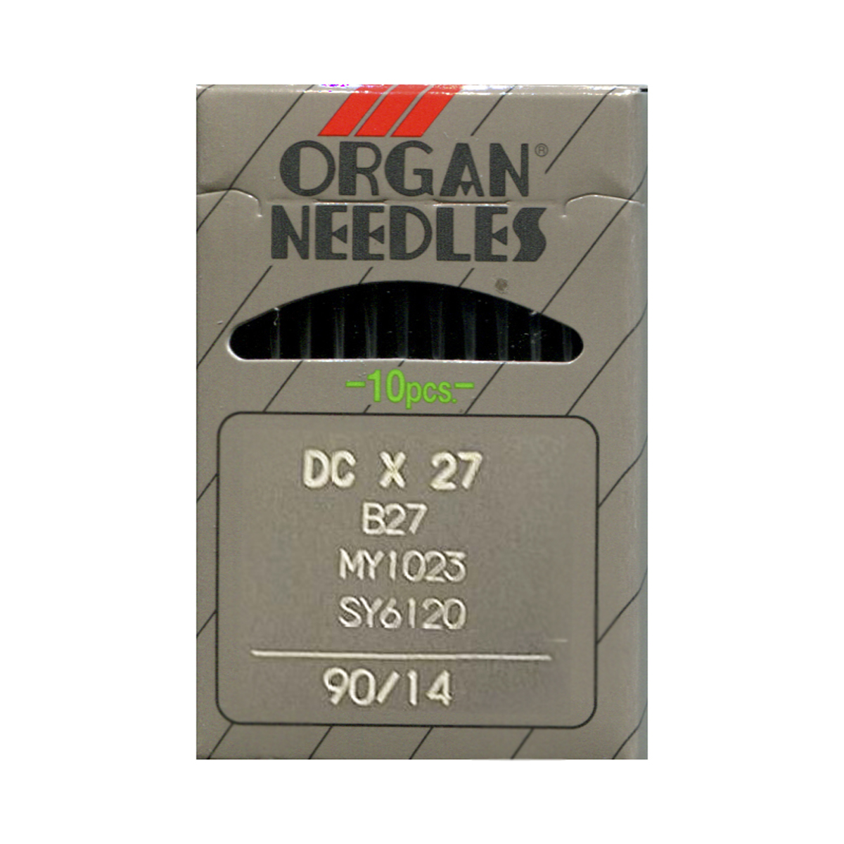 Иглы для промышленных швейных машин Organ, DCx27/90, 10 шт162267 Иглы для промышленных швейных машин Organ, DCx27/90, 10 шт162267Иглы для промышленных швейных машин Organ с маркировкой DCx27 предназначены для оверлочных швейных машин. Иглы используются для пошива всех видов тканей. Острие игл тонкое, стандартное.Предназначены для оверлоков 51, 208 класса, их модификаций и импортных аналогов. В промышленных машинах используются иглы с круглыми колбами, в отличие от игл бытовых машин, у которых колбы плоские. Круглая колба позволяет при наладке машины и установке иглы поворачивать (вращать) иглу, закрепляя ее в нужном положении. Диаметр колбы: 2,02 мм. Длина иглы: 28,6 мм. Номер игл: 90.