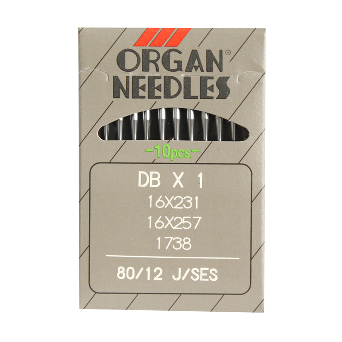 Иглы для промышленных швейных машин Organ, DBx1/80 J (SES), 10 шт162276 Иглы для промышленных швейных машин Organ, DBx1/80 J (SES), 10 шт162276Иглы для промышленных швейных машин Organ с маркировкой DBx1 предназначены для прямострочных швейных машин. Иглы используются для пошива трикотажа (SES). Острие игл тонкое, стандартное.Предназначены для машин цепного стежка 10Б, 53, 810 классов и импортных аналогов. В промышленных машинах используются иглы с круглыми колбами, в отличие от игл бытовых машин, у которых колбы плоские. Круглая колба позволяет при наладке машины и установке иглы поворачивать (вращать) иглу, закрепляя ее в нужном положении. Диаметр колбы: 1,64 мм. Длина иглы: 33,9 мм. Номер игл: 80.