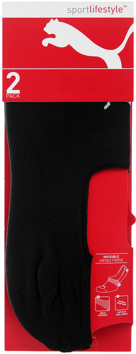Носки Puma Invisible Footie 2P, цвет: черный, 2 пары. 90624501. Размер 35/3890624501 Носки Puma Invisible Footie 2P, цвет: черный, 2 пары. 90624501. Размер 35/3890624501Укороченные носки Puma Invisible Footie 2P, изготовленные из высококачественного хлопкового трикотажа, подходят как для занятий спортом, так и для повседневного ношения. Оформлены носки оригинальным логотипом Puma.Идеальное сочетание практичности, легкости и комфорта.В комплект входят две пары носков.