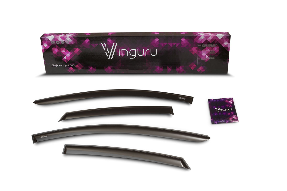 Комплект дефлекторов Vinguru, накладные, для Hyundai Matrix 2001-2010 хэтчбек, 4 штAFV51901 Комплект дефлекторов Vinguru, накладные, для Hyundai Matrix 2001-2010 хэтчбек, 4 штAFV51901Комплект дефлекторов Vinguru позволяет направить в салон поток чистого воздуха, защитив от дождя, снега и грязи, а также способствует быстрому отпотеванию стекол в морозную и влажную погоду. Дефлекторы улучшают обтекание автомобиля воздушными потоками, распределяя их особым образом. Дефлекторы Vinguru в точности повторяют геометрию автомобиля, легко устанавливаются, долговечны, устойчивы к температурным колебаниям, солнечному излучению и воздействию реагентов. Современные композитные материалы обеспечиваю высокую гибкость и устойчивость к механическим воздействиям. Дефлекторы накладные, крепятся на скотч.