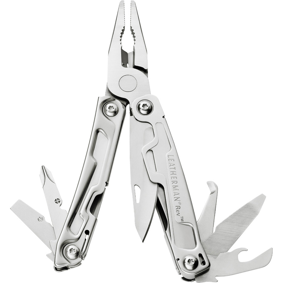 Мультитул Leatherman REV, цвет: стальной, подарочная уп.832137 Мультитул Leatherman REV, цвет: стальной, подарочная уп.832137Мультитул REV из нержавеющей стали : Нож 420НС,острогубцы,пассатижи,кусачки для проводов,нож для вскрытия упаковки,линейка 3,8см=1,5 дюйма,консервный нож,открывалка для бутылок,напильник по дереву/металлу,отвертка Phillips,средняя отвертка,маленькая отвертка, съемная карманная клипса, длина в закрытом состоянии 6,6 см=2,6 дюймов,вес 168 гр.,все опции фиксируются от случайного закрытия,поставляется в комплекте со стандартным нейлоновым чехлом,в подарочной упаковке. Гарантия 25лет.