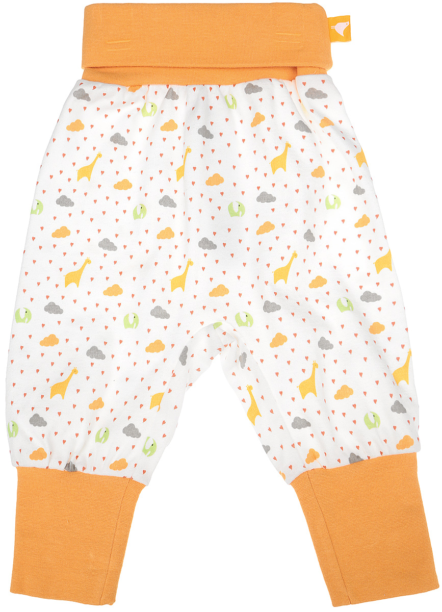 Штанишки на широком поясе Babydays It Rains Love, цвет: белый, оранжевый. bd12001. Размер 62, 0-3 месяца