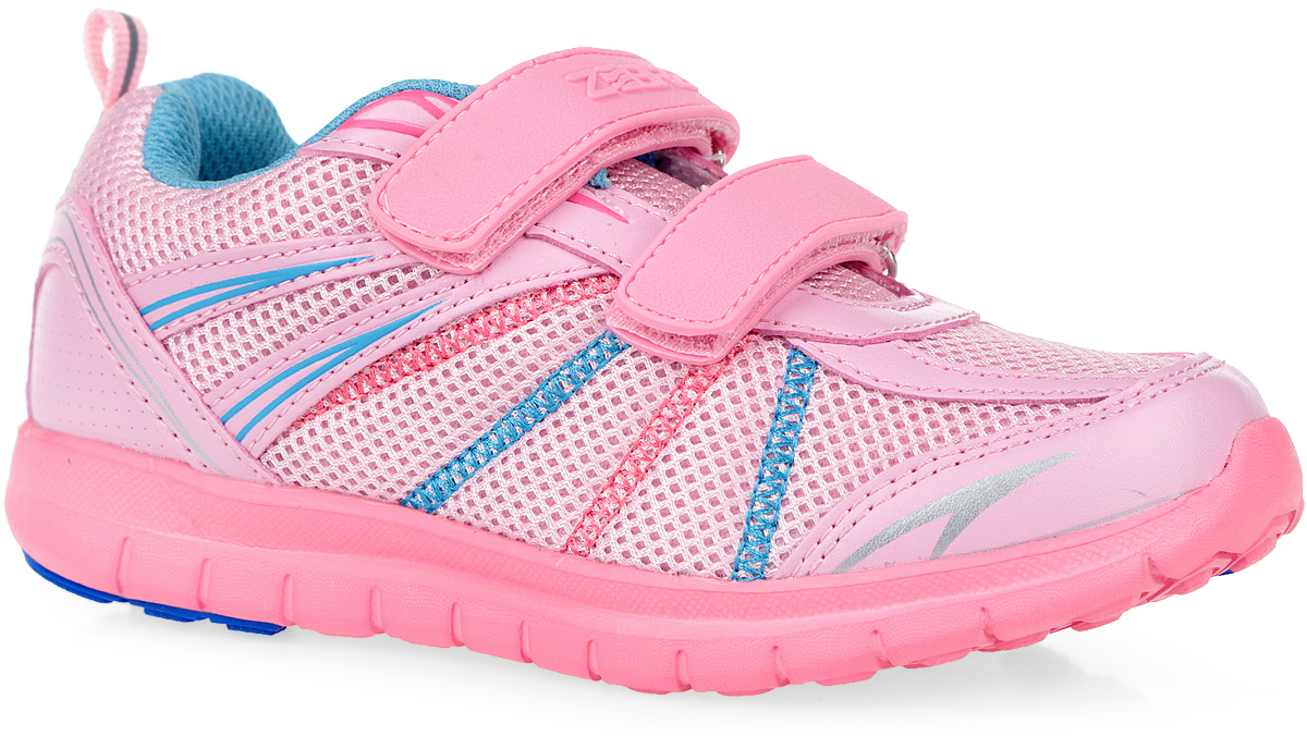 Кроссовки для девочки Зебра, цвет: розовый, голубой. 10080-9. Размер 35