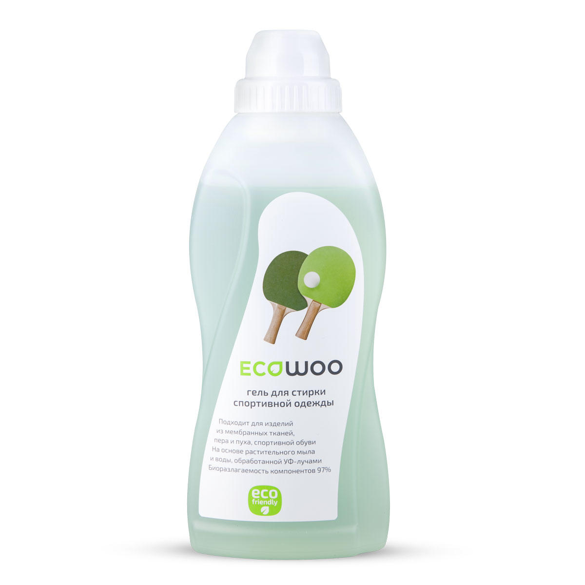 Гель для стирки спортивной одежды EcoWoo, 700 млЕ088200 Гель для стирки спортивной одежды EcoWoo, 700 млЕ088200Гель EcoWoo подходит для стирки изделий из мембранных тканей, пера и пуха, спортивной обуви. Изготовлен на основе растительного мыла и воды, обработанной УФ-лучами. Биоразлагаемость компонентов 97%.Меры предосторожности: использовать только по назначению. При попадании в глаза и слизистые промыть большим количеством воды. При ручной стирке избегайте длительного контакта неразбавленного средства с кожей. Не употреблять в пищу.Состав: вода специально подготовленная, АПАВ 5-15%, растительное мыло 5-15%, НПАВ Товар сертифицирован.