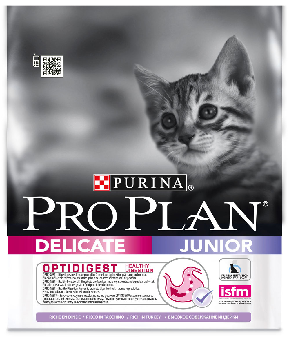 Корм сухой Pro Plan Junior Delicate, для котят с чувствительным пищеварением, с индейкой, 400 г12293287 Корм сухой Pro Plan Junior Delicate, для котят с чувствительным пищеварением, с индейкой, 400 г12293287Корм сухой Pro Plan Junior Delicate, для котят с чувствительным пищеварением - корм с высоким содержанием белка, сочетающий все необходимые питательные вещества, включая витамины С и Д3, а также омега-3жирную кислоту. Легко усвояемый корм для котят с чувствительным пищеварением.Обладает замечательными вкусовыми свойствами и придется по вкусу даже самым капризным котятам.Состав: индейка (17%), кукурузный глютен, рис (17%), концентрат горохового белка, сухой белок индейки, животный жир, кукурузный крахмал, сухой корень цикория (2%), кукуруза, минеральные вещества, вкусоароматическая кормовая добавка, дрожжи, рыбий жир, витамины, антиоксиданты. Добавленные вещества: МЕ/кг: витамин A: 32 600; витамин Д3: 1 060; витамин E: 670.мг/кг: витамин C: 140; железо: 73; йод: 1,8; медь: 11,5; марганец: 34; цинк: 138; селен: 0,12.Товар сертифицирован.