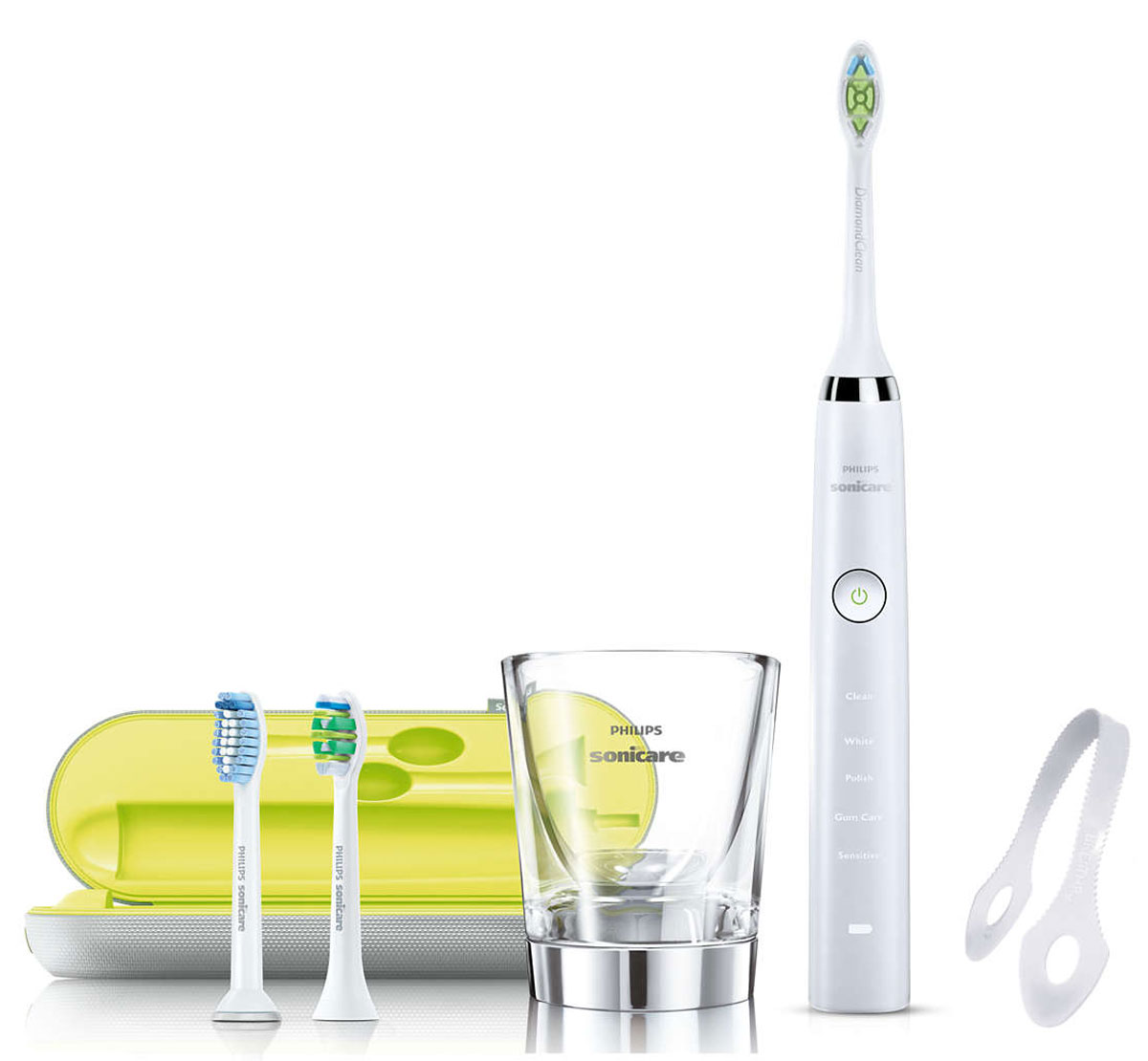 Philips HX9332/35 Sonicare DiamondClean электрическая зубная щеткаHX9332/35 Philips HX9332/35 Sonicare DiamondClean электрическая зубная щеткаHX9332/35Электрическая зубная щетка Philips Sonicare DiamondClean удаляет в 7 раз больше налета в труднодоступных местах по сравнению с обычной зубной щеткой. Она гарантирует оптимальную чистку между зубами и вдоль десен и улучшает состояние десен всего за две недели. Превосходно справляется с чисткой межзубных промежутков и удаляет значительно больше налета по сравнению с обычной зубной щеткой. Philips Sonicare DiamondClean возвращает зубам естественную белизну в 2 раза эффективнее по сравнению с обычной зубной щеткой. Превосходный результат уже после одной недели использования. Она удаляет на 100 % больше потемнений с зубной эмали и делает вашу улыбку белоснежной и сияющей!DiamondClean — это лучшие чистящие насадки Philips Sonicare для отбеливания зубов. Щетина в форме ромба бережно и эффективно удаляет потемнения с эмали и борется с налетом. Всего за одну неделю можно удалить потемнения, появившиеся вследствие потребления кофе, чая, красного вина, сигарет и табака.Стакан с зарядной базой: для зарядки просто поместите вашу электрическую зубную щетку Philips Sonicare в стакан. Он также удобен для полоскания рта после чистки. Зарядный дорожный футляр: подключается к ноутбуку через USB или заряжается от розетки — удобен для тех, кто не желает расставаться с Philips Sonicare DiamondClean в поездках.Зубная щетка Philips Sonicare DiamondClean с режимом деликатной чистки: мягкая, но тщательная чистка чувствительных зубов и десен. Лучшая модель щетки с функцией Отбеливание в линейке Philips Sonicare: помогает эффективно удалить налет и потемнения с поверхности эмали, чтобы ваша улыбка всегда оставалась белоснежной.Благодаря уникальной технологии чистки электрическая зубная щетка Philips Sonicare мягко и эффективно очищает межзубные промежутки и участки вдоль линии десен. Таймер с 30-секундным интервалом сообщает об окончании чистки каждого квадранта полости рта и подает сигнал для перехода к следующему, в результате чего чистка выполняется более тщательно.Электрическая зубная щетка Philips Sonicare DiamondClean оснащена таймером на две минуты, который помогает соблюдать рекомендованное стоматологами время чистки.
