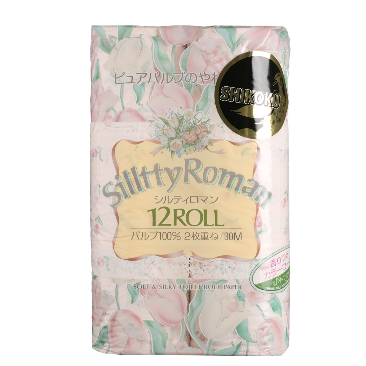 Парфюмированная туалетная бумага Shikoku Silltty, 2-х слойная, 12 рулонов20105 Парфюмированная туалетная бумага Shikoku Silltty, 2-х слойная, 12 рулонов20105Туалетная бумага серии «Silltty» - это любимая во всем мире серия с основным лейтмотивом узора в виде тюльпана и тонким ароматом./ По сравнению с синтетическим запахом обычной ароматизированной бумаги, аро-маты Shikoku Tokushi – природные, изысканные и утонченные./ Также при производстве бумаги используется 100% целлюлоза, которая прошла тщательный отбор и особую обработку, а многолетний опыт сотрудников компании гарантирует высокое качество туалетной бумаги Shikoku Tokushi./ Туалетная бумага Серии «Silltty» мгновенно впитывает даже большое количество воды, поскольку между слоями бумаги есть воздушное пространство, что позволяет сократить объемы используемой бумаги на треть, а глубокие линии тиснения обеспечивают надежное соединение слоев и прочность бумаги. / Туалетная бумага серии «Silltty» изготовлена из природных материалов и воды из источников Ниёдогава. / Состав: 100% целлюлоза.