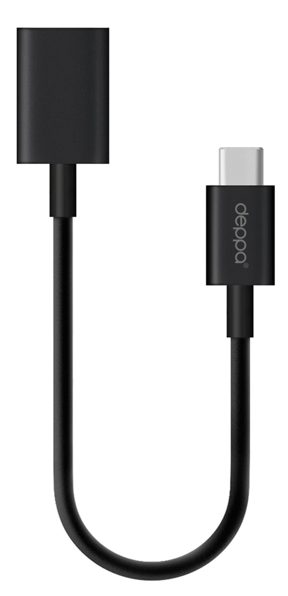 Deppa адаптер USB C - USB 3.0, Black (0.15 м) с функцией OTG