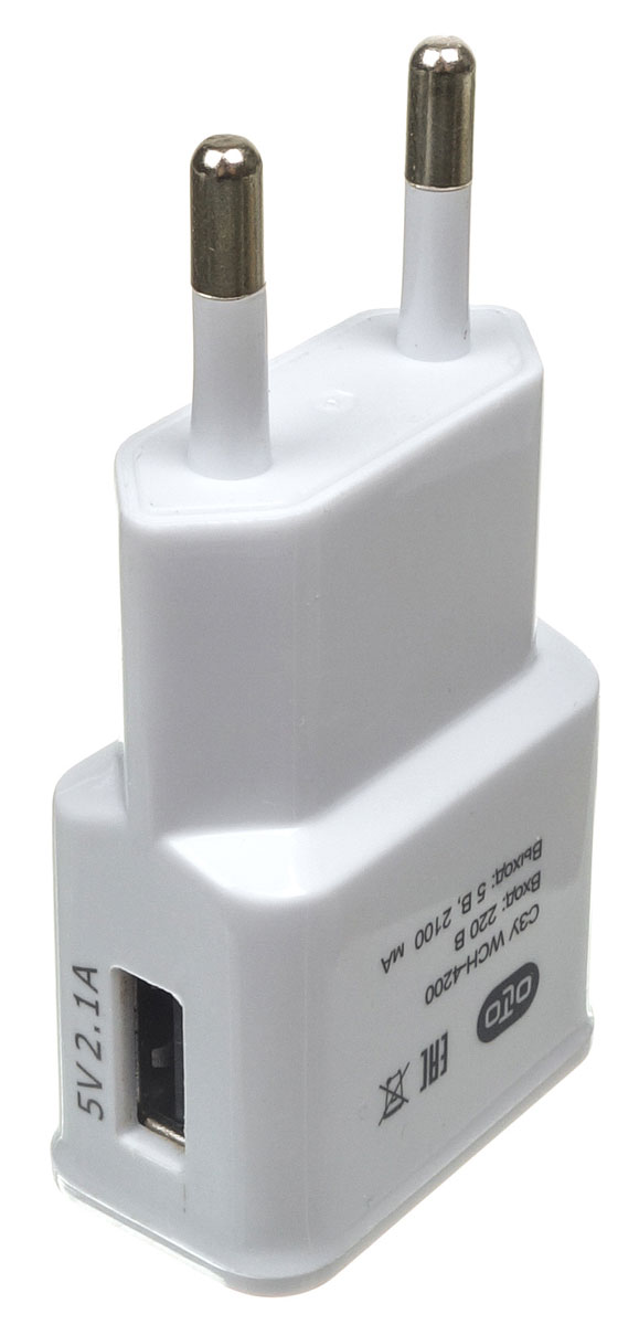 OLTO WCH-4200 сетевое зарядное устройствоO00000 OLTO WCH-4200 сетевое зарядное устройствоO00000Сетевое зарядное устройство OLTO WCH-4200 предназначено для зарядки и питания мобильного устройства от бытовой сети переменного тока. Вы можете заряжать любые устройства, совместимые с выходным током зарядки до 2.1А и напряжением 5В.