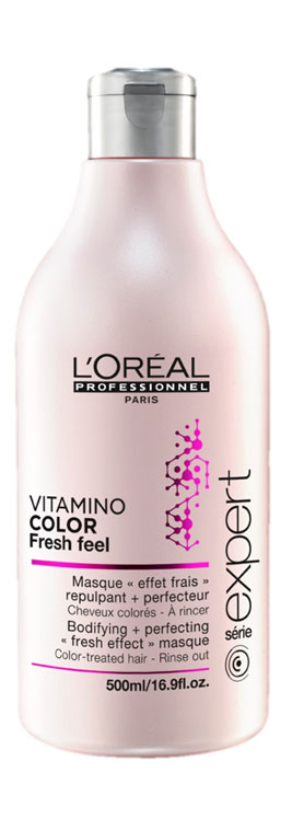 LOreal Professionnel INOA - Маска с освежающим эффектом для защиты цвета окрашенных волос Expert Vitamino Color Fresh Feel Masque 500 млE6202447 LOreal Professionnel INOA - Маска с освежающим эффектом для защиты цвета окрашенных волос Expert Vitamino Color Fresh Feel Masque 500 млE6202447Идеально подходит для волос, окрашенных. В сочетании с мягким шампунем без сульфатов Vitamino Color AOX Soft Cleanser освежающая маска защищает материю окрашенных волос. Профессиональные стилисты знают, что женщины мечтают о сохранении текстуры и блеска только что окрашенных волос как можно дольше. Нежная тающая текстура с освежающим эффектом разглаживает чешуйки волоса и мягко освежает кожу головы. Окрашенные волосы выглядят вновь как в первый день после окрашивания, становятся гладкими, послушными и сияющими. сохраняя насыщенность оттенка.