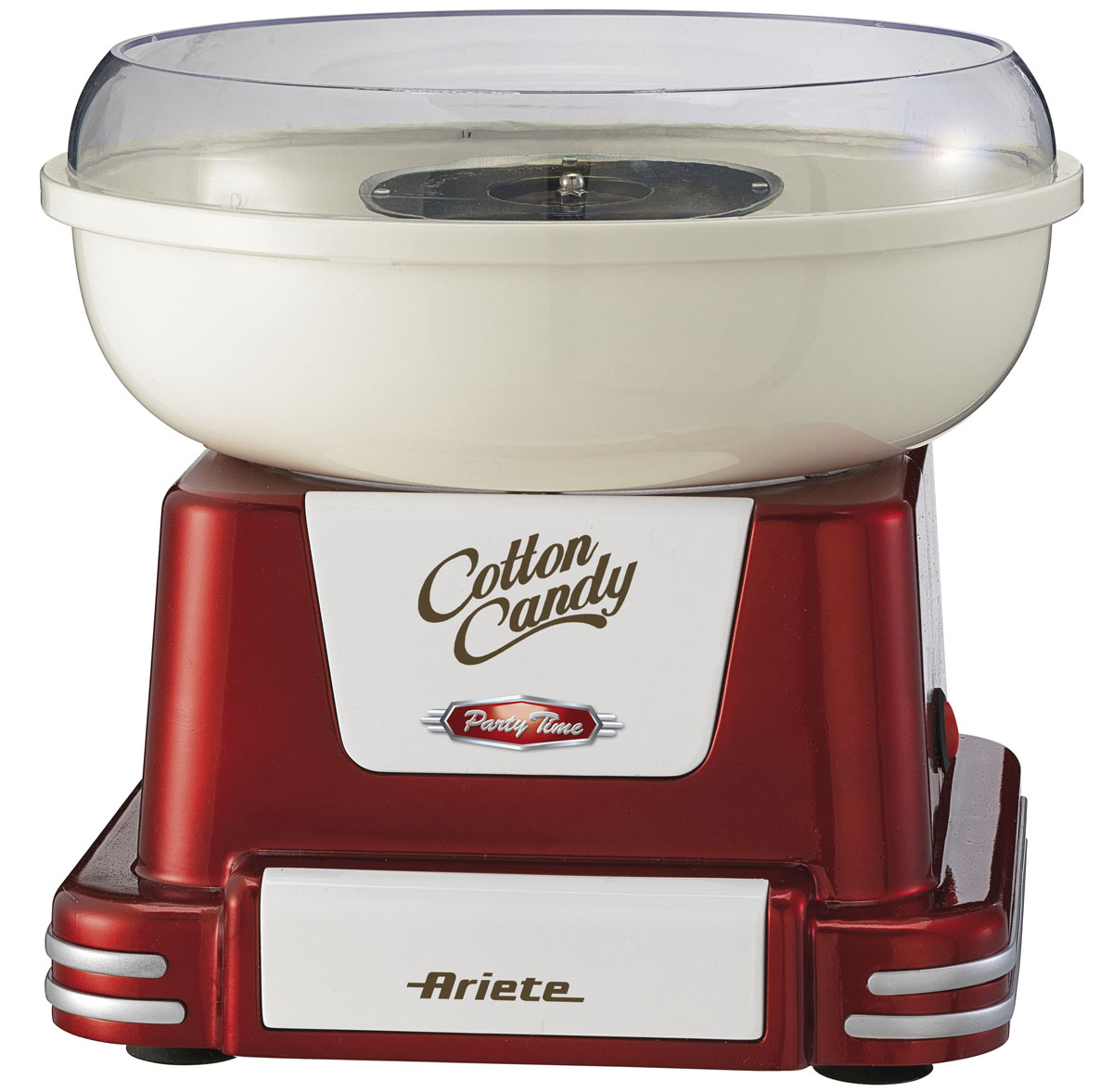 Ariete 2971/1 Party Timе прибор для приготовления сладкой ваты2971/1 Ariete 2971/1 Party Timе прибор для приготовления сладкой ваты2971/1Ariete 2971/1 Party Timе машинка для изготовления сладкой ваты с ретро-дизайном. Прибор работает с гранулированным сахаром или конфетами и может изготовить лакомство со множеством различных вкусов. Для того, чтобы намотать готовую сладкую вату, используйте бумажный конус. Антипригарное покрытие емкости легко очищается от остатков. Смешивайте различные ингредиенты, комбинируйте вкусы, дарите радость родным и близким!