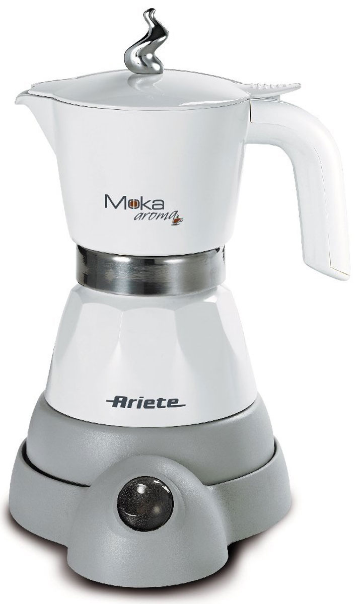 Ariete 1358 Moka Aroma, White кофеварка эспрессо1358 Ariete 1358 Moka Aroma, White кофеварка эспрессо1358Гейзерная кофеварка Ariete 1358 Moka Aroma предназначена для приготовления молотого кофе. Модель простая в управлении и прекрасно подойдет для небольшого офиса или для домашнего использования.Ariete 1358 Moka Aroma способна приговорить кофе на 2 или 4 чашки. Кофеварка гарантирует аромат и неповторимый вкус кофе.