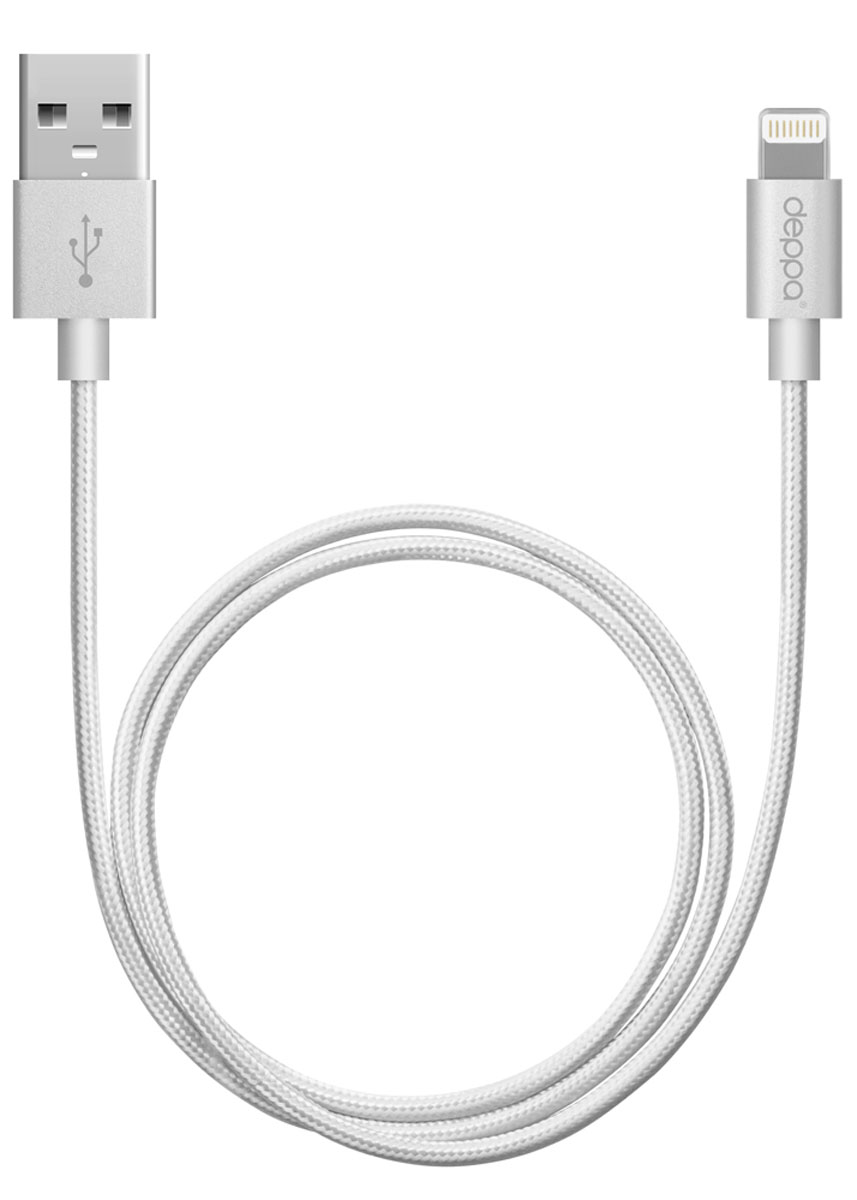 Deppa Alum MFI, Silver дата-кабель USB-8-pin (1,2 м)