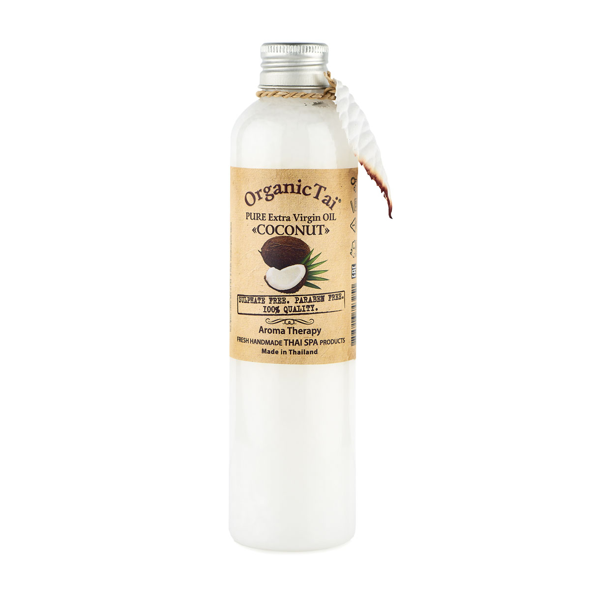 OrganicTai Чистое базовое масло КОКОСА холодного отжима, 260 мл8858816743251 OrganicTai Чистое базовое масло КОКОСА холодного отжима, 260 мл8858816743251РУЧНАЯ РАБОТА. ТАЙСКИЙ SPA. АРОМАТЕРАПИЯ. Мастера тайского массажа применяют это масло с давних времен. Идеально подходит для основного ухода за кожей, волосами и для массажа. Волосы укрепляет и питает, придавая им естественный блеск и шелковистость. Служит отличным закрепляющим средством для окрашенных волос, является активным антиоксидантом, предотвращающим преждевременное старение кожи. КОКОСОВОЕ масло — это природный УФ-фильтр, защищает кожу и волосы от интенсивного ультрафиолетового излучения, позволяет избежать солнечных ожогов и получить равномерный красивый загар на долгое время. Массаж способствует более активному проникновению незаменимых полиненасыщенных жирных кислот КОКОСОВОГО МАСЛА в глубокие слои кожи, усиливая его питательные, защитные и омолаживающие свойства. Регулярное применение этого масла с легким приятным тропическим ароматом свежеразломленного кокоса подарит Вашей коже сияние молодостью и красотой. AromaTherapy FRESH HANDMADE THAI SPA PRODUCTS. SULPHATE FREE. PARABEN FREE. 100% QUALITY.