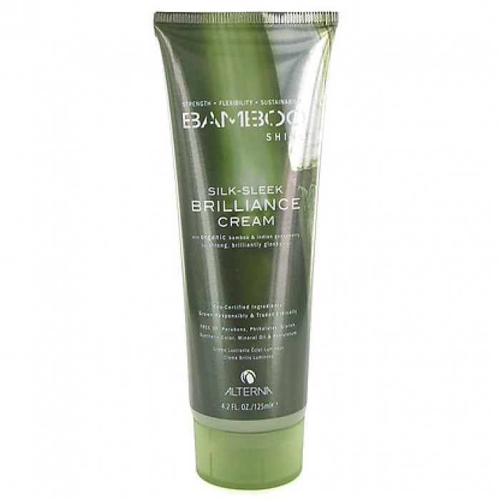 Alterna Несмываемый крем для сияния и блеска волос Bamboo Luminous Shine Silk-Sleek Brilliance Cream 125 мл46210 Alterna Несмываемый крем для сияния и блеска волос Bamboo Luminous Shine Silk-Sleek Brilliance Cream 125 мл46210Питательная формула разглаживающего крема Альтерна для блеска волос с экстрактом бамбука придает волосам блеск, они выглядят здоровыми и излучают ослепительное сияние. Крем укрощает непослушные волосы и обеспечивает легкий контроль и текстуру. Технология Color Hold позволяет продлить стойкость цвета и усиливает его насыщенность и яркость. Органический экстракт бамбука моментально усиливает внутреннюю силу и гибкость волос. Повышает устойчивость волос к внешним агрессивным факторам окружающей среды. После применения Alterna Bamboo Shine Silk-Sleek Brilliance Cream ваши волосы станут сильными, здоровым и приобретут сияющий блеск.Результат: смягчает, разглаживает волосы и одновременно укрепляет их структуру. Обеспечивает высочайшую степень защиты волос при укладке. Обладает индивидуальным и приятным ароматом свежего зеленого чая и крыжовника, который дополняют оттенки зеленых листьев, элементы можжевельника и сандалового дерева.