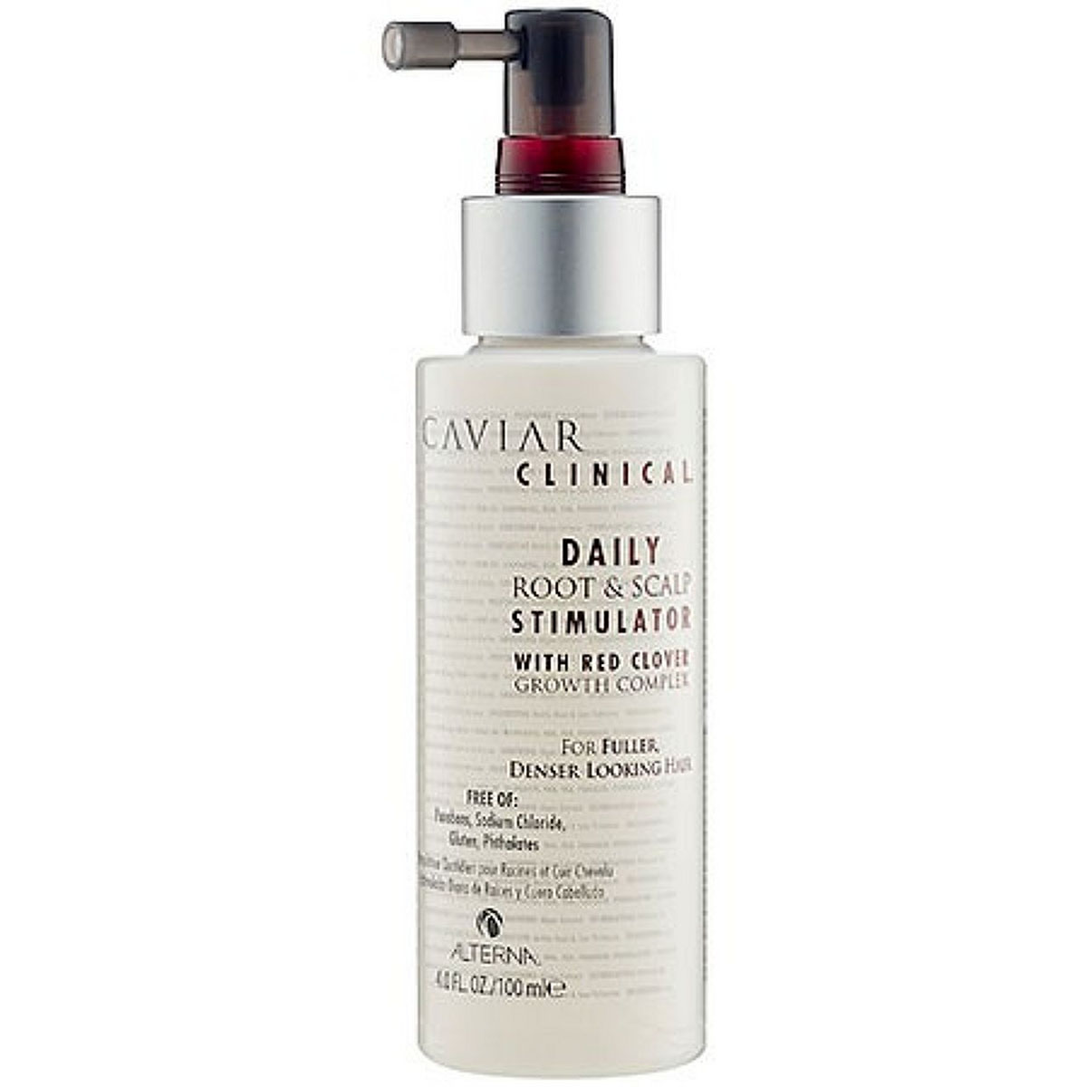 Alterna Спрей-активатор для роста волос Caviar Clinical Daily Root and Scalp Stimulator — 100 мл66002 Alterna Спрей-активатор для роста волос Caviar Clinical Daily Root and Scalp Stimulator — 100 мл66002Caviar Clinical Daily Root and Scalp Stimulator Спрей-активатор для роста волос состоит из питательных, природных составляющих, поэтому эффективен на протяжении всего курса использования. Основной целью спрея есть улучшению роста волос. Преимуществом средства есть то, что он полностью состоит из полезных элементов. Производитель сделал эксперимент, и у 8 человек из 10 есть явные признаки улучшения уже после первого использования: утолщение волоса, уменьшение выпадений и быстрый рост нового, здорового волоса. Благодаря всей системе составляющих все полезные витамины и минералы попадают внутрь волоса. Это обеспечивает питание и увлажнение, а волосы растут значительно быстрее. В составе спрея есть экстракты ромашки и мёда. Они устраняют жирность и загрязнения волос. Помимо этого экстракт чёрной икры, входящий в состав создаёт защитный шар, который предотвращает сухости и сечению кончиков.