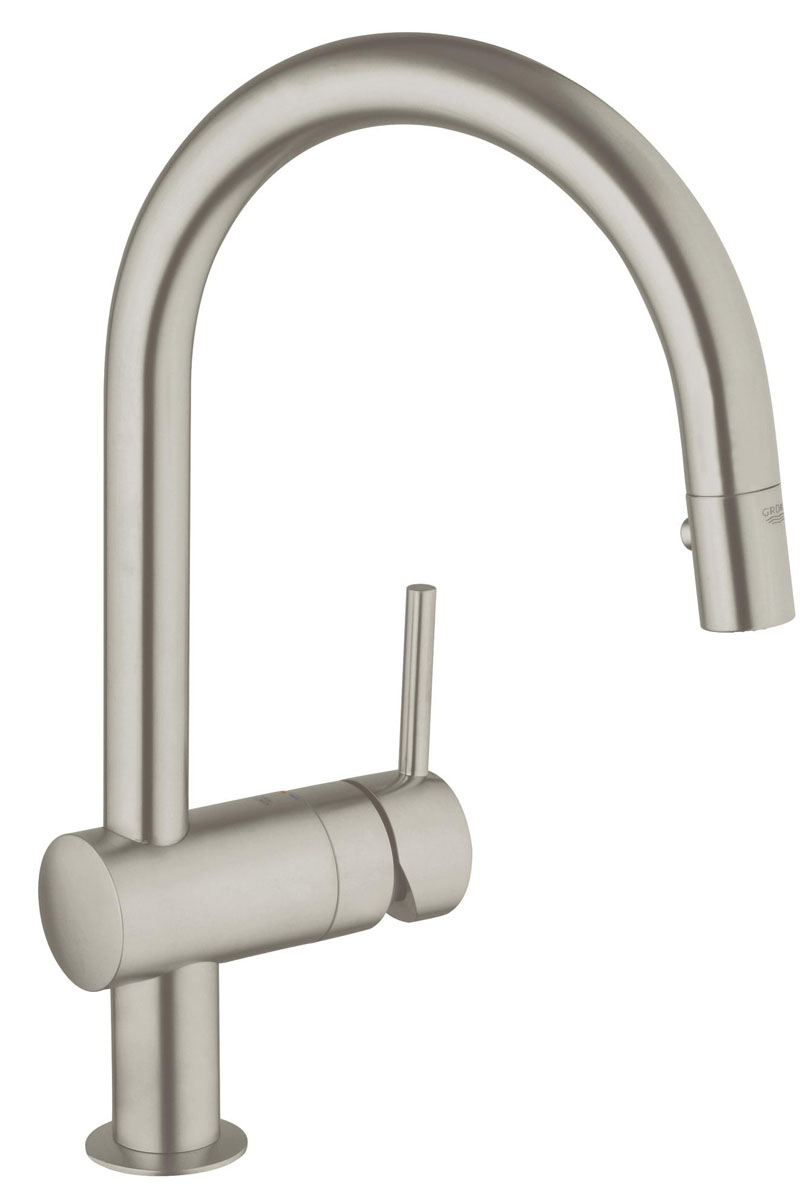 Смеситель для кухни Grohe Minta, с выдвижным C-изливом32321DC0 Смеситель для кухни Grohe Minta, с выдвижным C-изливом32321DC0Смеситель для кухни Grohe Minta с матовым покрытием SuperSteel, придающим ему приглушенную изысканность, произведет на вас впечатление множеством практичных функций. Помимо крайне износостойкой и не царапающейся поверхности, он может похвастаться изливом с механизмом вращения в радиусе 360°, позволяющим без труда наполнять водой крупные емкости. Максимально возможный охват рабочего пространства обеспечит выдвижная душевая лейка, которая позволит с легкостью доставать струей воды до всех уголков чаши мойки. Для ополаскивания посуды или мытья фруктов и овощей вы можете переключаться между мягким мелкодисперсным и мощным душевым режимами струи по мере необходимости. Конструктивная технология Grohe SilkMove обеспечивает рычагу плавность хода, которая позволяет легко и свободно управлять напором и температурой воды. Этот смеситель со столь внушительным набором достоинств позволит вам повысить уровень оснащения своей кухни.