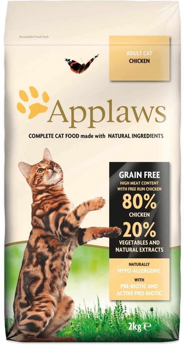 Беззерновой_для_Кошек_~Курица|Овощи:_80|20%25~_(Adult_Cat_Chicken),_2_кг Беззерновая_линейка_Холистик_кормов_для_кошек_Applaws_изготовлена_по_особым_рецептам,_разработанными_диетологами_института_Великобритании._Правильная_диета_очень_важна_для_питомцев,_ведь_она_меняется_в_зависимости_от_жизненного_цикла._Также_полнорационные_корма_должны_включать_в_себя_необходимое_количество_витаминов_и_минералов._В_рецептах_сухих_кормов_Applaws_учтен_не_только_перечень_наиболее_необходимых_минералов_и_витаминов,_но_и_их_строгий_баланс._Так_как_сухой_корм_изготавливается_только_из_натуральных_качественных_ингредиентов,_крокеты_привлекут_внимание_любого,_даже_очень_привередливого_питомца._Состав:_Дегидрированное_мясо_цыпленка_(мин._59%25),_молодой_картофель_(мин._4%25),_мелкорубленное_свежее_филе_цыпленка_(мин._9%25),_жир_домашней_птицы_(мин._9%25_-_источник_омега_6),_подлива_с_мяса_птицы_приготовленной_в_собственном_соку_(мин._3%25),_свекла_(мин._3%25),_яичный_порошок_(мин._3%25),_пивные_дрожжи,_лососевый_жир_(источник_Омега_3),_минералы,_клетчатка_(мин._0,4%25),_хлорид_натрия,_карбонат_кальция,_сушеные_водоросли,_клюква,_DL_-_метионин,_хлористый_калий,_экстракт_Юкка_Шидегера,_экстракт_из_цитрусовых,_розмарин._Пищевые_добавки:_Витамин_А_25,305_МЕ/кг,_Витамин_D3_1,745_МЕ/кг,_Витамин_Е_558_МЕ/кг._Микроэлементы:Селен_(селенит_натрия)_0,13_мг/кг,_Йод_(безводный_иодат_кальция)_1,75_мг/кг,_Железо_(сульфат_железа_моногидрат)_61_мг,_медь_(сульфат_меди_пентагидрад)_9мг/кг,_марганец_(сульфат_марганца_моногидрат)_26_мг/кг,_Цинк_(сульфат_цинка_моногидрат)_140_мг/кг._Прочие_добавки:_натуральный_консервант_–_Токоферол._Гарантированный_анализ:_Белки_47%25,_Жиры_20%25,_Клетчатка_2,0%25,_Зола_9,9%25,_Кальций_2%25,_Фосфор_1,6%25,_Таурин_2000_мг/кг_<_13,5_Углеводов._Условия_хранения:_в_прохладном__темном_месте