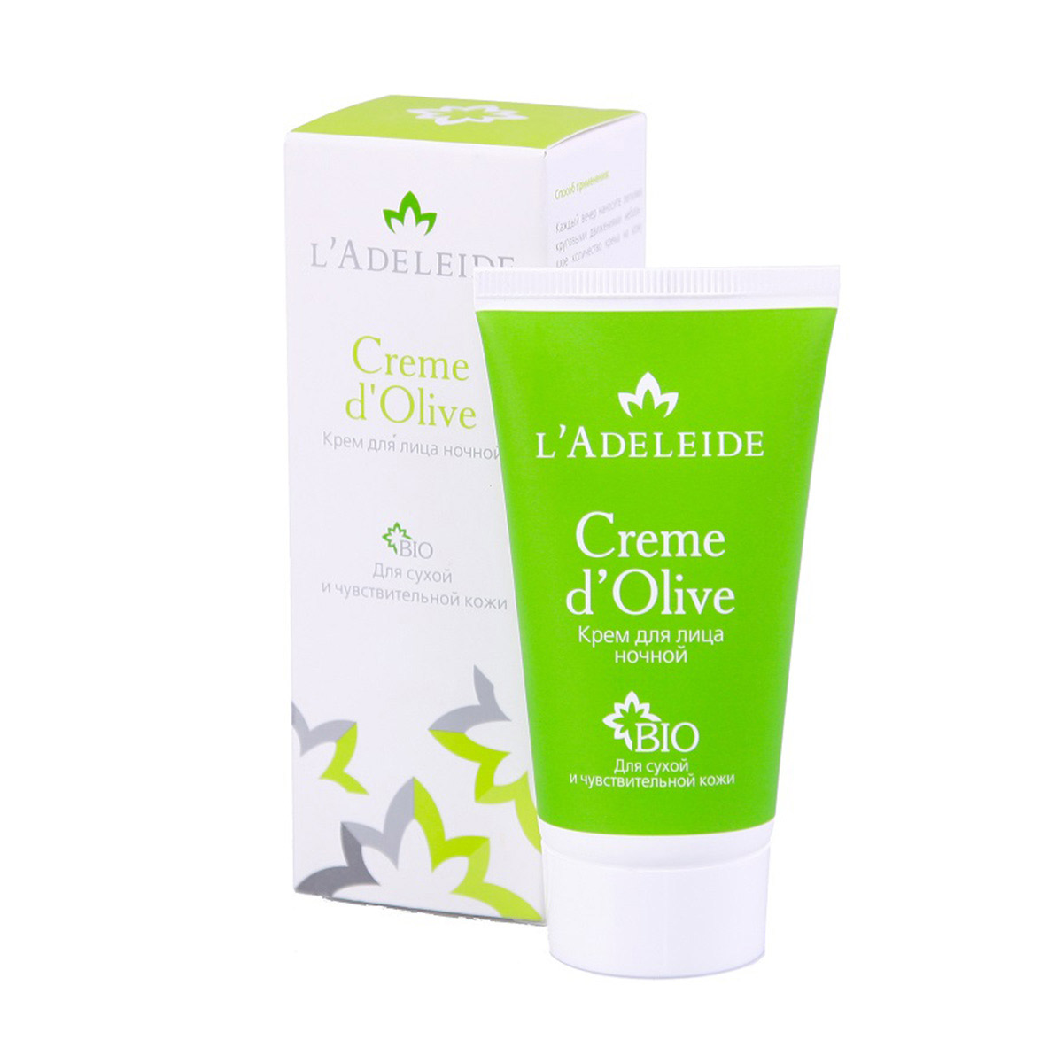 LAdeleide Крем ночной для лица Creme dOlive, 50 млКС-426 LAdeleide Крем ночной для лица Creme dOlive, 50 млКС-426Создан на основе натуральных увлажняющих компонентов. Помогает восстановить кожу лица после тяжелого дня. Разглаживает мимические морщины после стресса, восстанавливает кожу после сложных климатических условий. Обладает антиоксидантными свойствами. Активные компоненты: Гиалуроновая кислота 100% натурального происхождения Cristalhyal - увлажняющий компонент, противодействует преждевременному старению. Масло оливы оказывает успокаивающее, питательное и омолаживающее действие. Xyliance - эмульгатор на основе пшеничных отрубей. Обладает увлажняющими и восстанавливающими свойствами, разработан для чувствительной кожи. Cetiol (R) Sensoft придает коже бархатистость. Д-пантенол обладает регенерирующим, увлажняющим и успокаивающим действием. Аллантоин увлажняет, успокаивает, стимулирует образование здоровых тканей.