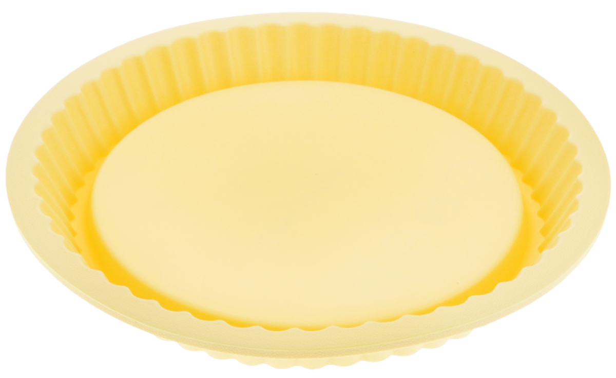 Форма для выпечки Tescoma Delicia Silicone, круглая, цвет: желтый, диаметр 27 см629252 Форма для выпечки Tescoma Delicia Silicone, круглая, цвет: желтый, диаметр 27 см629252Форма для выпечки Tescoma Delicia Silicone выполнена из высококачественного пищевого силикона, который выдерживает температуру от -40°С до +230°С. Изделие отлично подходит для приготовления бисквитов, пирогов, сладких и соленых блюд. Выпечка в такой форме не пригорает, не пристает и легко извлекается из формы. Форма не впитывает запахи, легко моется и абсолютно безопасна с точки зрения гигиены. Имеет волнистые края, что делает выпечку невероятно аппетитной. Форма подходит для использования в микроволновых, газовых и электрических печах, морозильных камерах. Можно мыть в посудомоечной машине. Внутренний диаметр формы: 24 см. Внешний диаметр формы: 27 см. Высота: 3,5 см.