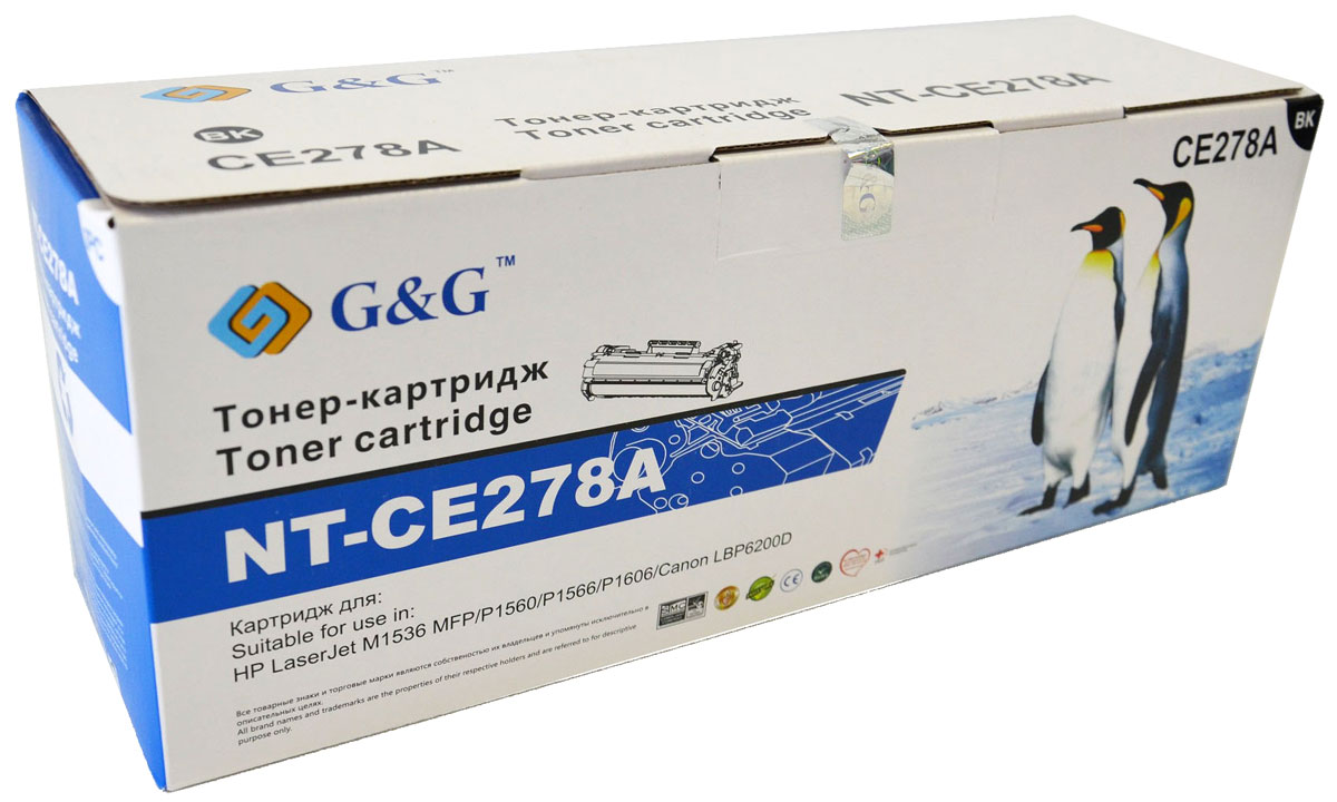 G&G NT-CE278A тонер-картридж для НР LaserJet P1560/1566/1606 M1536/Canon LBP-6200NT-CE278A G&G NT-CE278A тонер-картридж для НР LaserJet P1560/1566/1606 M1536/Canon LBP-6200NT-CE278AКартридж G&G NT-CE278A для лазерных принтеров НР LaserJet P1560/1566/1606 M1536, Canon LBP-6200.Расходные материалы G&G для лазерной печати максимизируют характеристики принтера. Обеспечивают повышенную чёткость чёрного текста и плавность переходов оттенков серого цвета и полутонов, позволяют отображать мельчайшие детали изображения. Обеспечивают надежное качество печати.