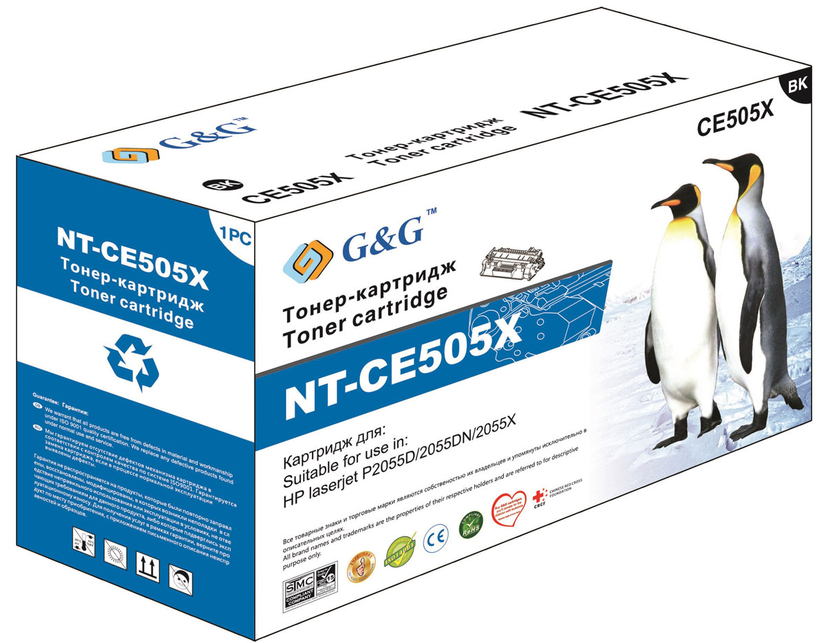 G&G NT-CE505X тонер-картридж для HP LaserJet P2055d/P2055dn/P2055xNT-CE505X G&G NT-CE505X тонер-картридж для HP LaserJet P2055d/P2055dn/P2055xNT-CE505XКартридж G&G NT-CE505X для лазерных принтеров HP LaserJet P2055d/P2055dn/P2055x.Расходные материалы G&G для лазерной печати максимизируют характеристики принтера. Обеспечивают повышенную чёткость чёрного текста и плавность переходов оттенков серого цвета и полутонов, позволяют отображать мельчайшие детали изображения. Обеспечивают надежное качество печати.