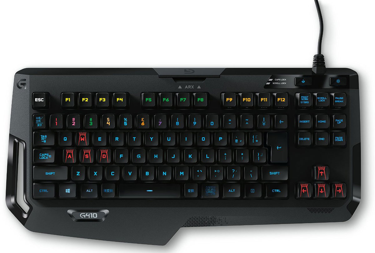 Logitech G410 Atlas Spectrum игровая клавиатура920-007752 Logitech G410 Atlas Spectrum игровая клавиатура920-007752Механическая игровая клавиатура Logitech G410 Atlas Spectrum с цветной подсветкой без цифрового блока.Эксклюзивные механические переключатели Romer-G:Вы получаете игровое преимущество там, где счет идет на миллисекунды. Эксклюзивные переключатели Romer-G ускоряют срабатывание клавиш компактной механической клавиатуры Atlas Spectrum на 25 %. Atlas Spectrum выдержит нагрузку даже от самых интенсивных игровых состязаний и прослужит вам многие годы.Сверхлегкая конструкция без цифрового блока:Благодаря сверхлегкой, компактной переносной конструкции Atlas Spectrum без труда можно брать с собой на игры по сети и турниры. Клавиатура оснащена набором игровых клавиш в соответствии с правилами профессиональных игровых турниров. Прекрасно подойдет для игроков, которые играют при низкой разрешающей способности датчика, — благодаря компактной конструкции и отсутствию цифрового блока вы получаете дополнительное место для размашистых движений мышью. Благодаря клавиатуре без цифрового блока использовать мышь во время игр будет намного удобнее, так как руки занимают более естественное положение.Настраиваемая полноспектральная цветная подсветка, расположенная по центру каждой клавиши:Нужные клавиши легко найти в процессе игры или даже в темноте С помощью ПО Logitech Gaming Software можно настраивать эффекты и режимы подсветки, а также синхронизировать режимы подсветки с другими устройствами Logitech G. Отслеживайте заклинания и другие команды, а также игры или игровые события, отмечая клавиши определенным цветом, выбрать который можно из палитры цветов на 16,8 млн оттенков, либо просто меняйте цвет подсветки в зависимости от настроек. Клавиши Atlas Spectrum снабжены двумя видами подсветки — по центру каждого клавишного колпачка и по его периметру — благодаря этому клавиши очень легко различить в темноте.Перемещаемая док-станция Arx Control:Интеграция с приложением Logitech Arx Control для Android и iOS дает возможность выводить на экран мобильного устройства информацию об игре, сведения о состоянии системы и другие важные данные. Чтобы максимально упростить доступ, съемная док-станция Arx Control для Atlas Spectrum удобно хранится в корпусе клавиатуры, кроме того, ее можно установить в любом месте на столе.Функциональные элементы управления мультимедиа:Встроенные элементы управления аудио позволяют начать воспроизведение, приостановить его, прекратить либо переключаться между звуковыми дорожками прямо с клавиатуры. Также можно настраивать громкость или отключать звук, не покидая игры.Игровой режим:Чтобы предотвратить выход из игры при случайном нажатии клавиши Windows, активируйте игровой режим.