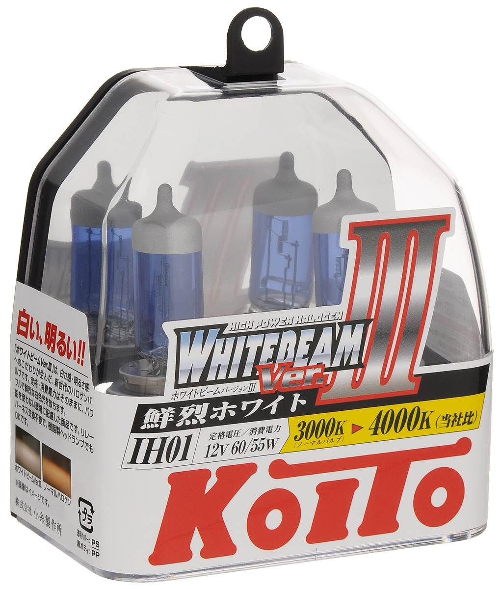 Лампа высокотемпературная Koito Whitebeam IH01 12V 60/55W (100/90W) пластиковая упаковка - 2 шт комплект P0745WP0745W Лампа высокотемпературная Koito Whitebeam IH01 12V 60/55W (100/90W) пластиковая упаковка - 2 шт комплект P0745WP0745WЛампы KOITO Whitebeam являются вершиной развития технологий автомобильного освещения. Созданные с применением самых современных технологий и ноу-хау компании KOITO, разработанные на основе опыта поставок систем освещения крупнейшим мировым автопроизводителям, лампы серии Whitebeam III воплотили в себе весь опыт и достижения компании за почти вековую историю работы.Напряжение: 12 вольт. Цветовая температура: 4000К. Тип цоколя: IH01. Цвет света: белый. Технические характеристики: 12V 60/55W (светоотдача 100/90W. )