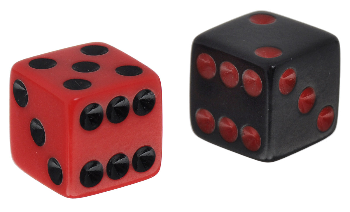 Koplow Games Набор игральных костей Простые D6 цвет черный красный 2 шт