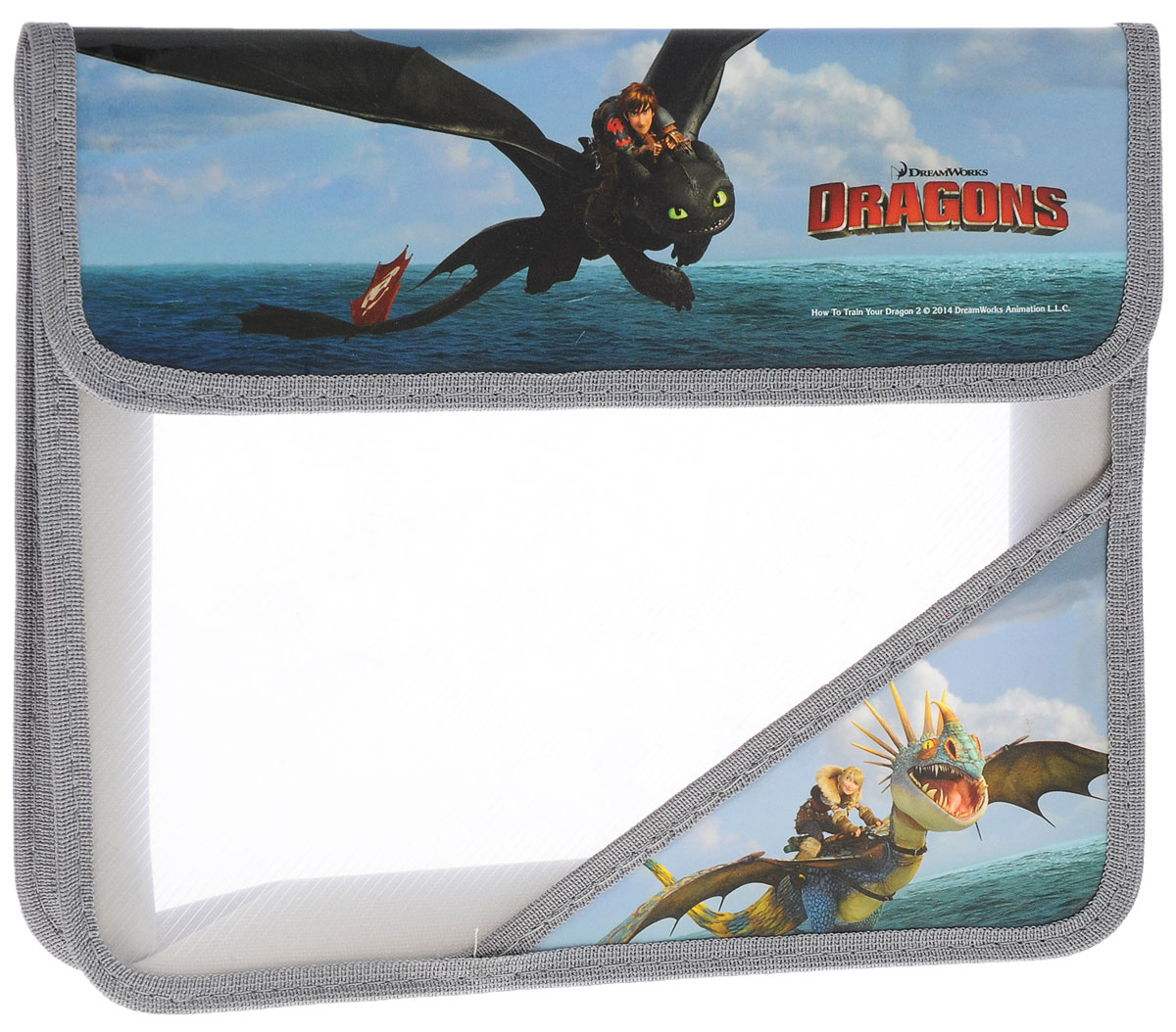Action! Папка для тетрадей Dragons цвет серыйDR-FA5_серый Action! Папка для тетрадей Dragons цвет серыйDR-FA5_серыйПапка Action! Dragons предназначена для хранения тетрадей, рисунков и прочих бумаг формата А5. Папка выполнена из прочного материала и содержит одно отделение. Закрывается клапаном на липучках. Стенки папки прозрачные.Клапан и один из нижних уголков папки оформлены изображениями персонажей мультфильма Как приручить дракона.С папкой Action! Dragons тетради вашего ребенка всегда будут выглядеть опрятно.
