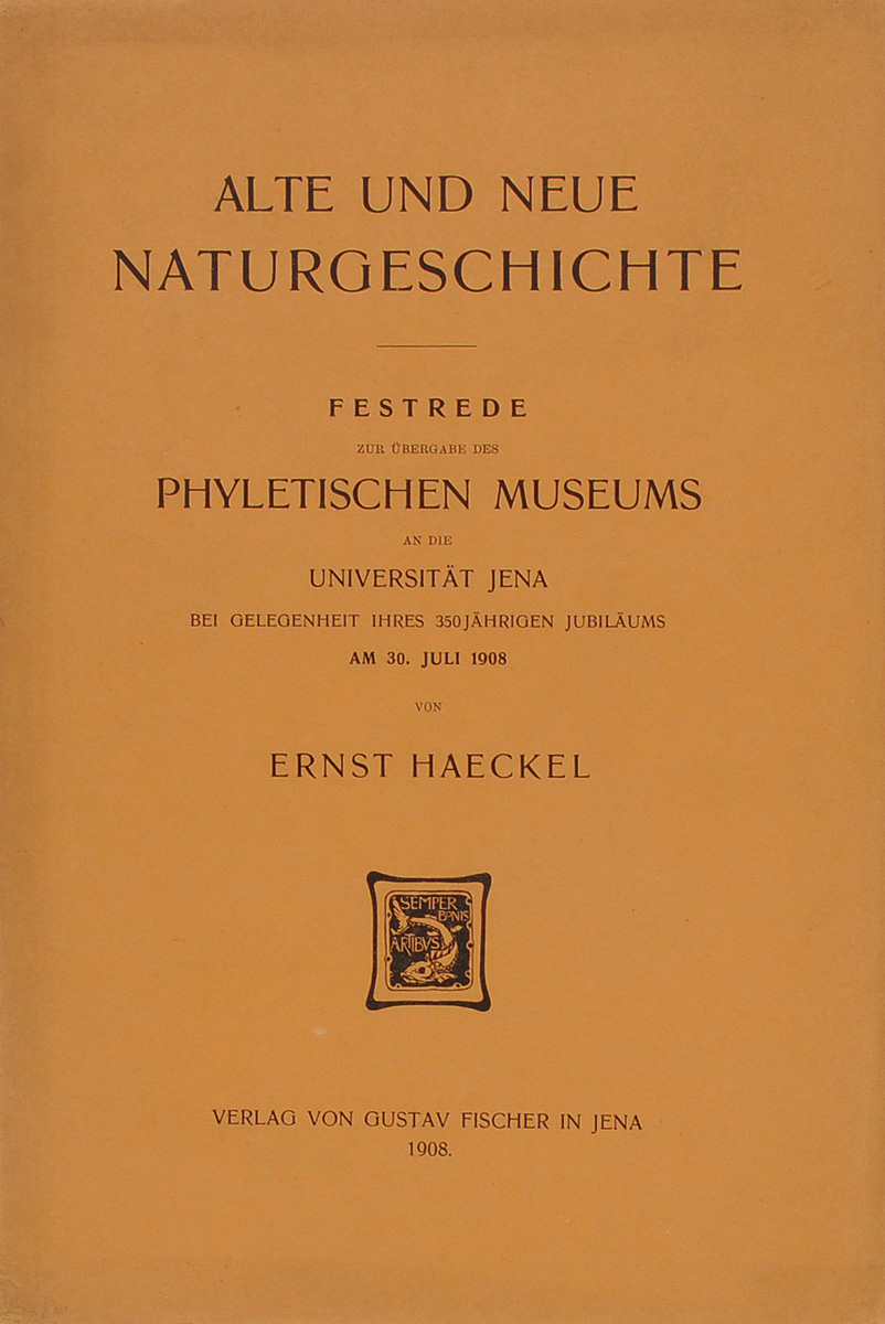 Alte und Neue Naturgeschichte: Festrede zur ubergabe des Phyletischen museums4002064406435 Alte und Neue Naturgeschichte: Festrede zur ubergabe des Phyletischen museums4002064406435Jena, 1908 год, Verlag von Gustav Fischer in Jena.Издательский переплет. Сохранность хорошая. Сохранена оригинальная обложка.Вашему вниманию представлено старинное книжное издание Alte und Neue Naturgeschichte: Festrede zur ubergabe des Phyletischen museum автора Ernst Haeckel.Издание не подлежит вывозу за пределы Российской Федерации.